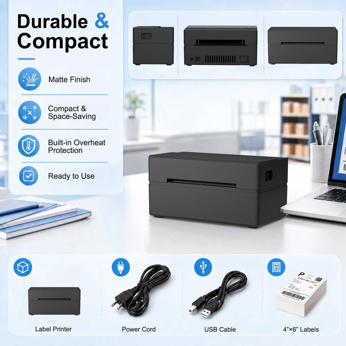 Thermal Shipping Label Printer 4x6 Bluetooth Label Maker for Small Business