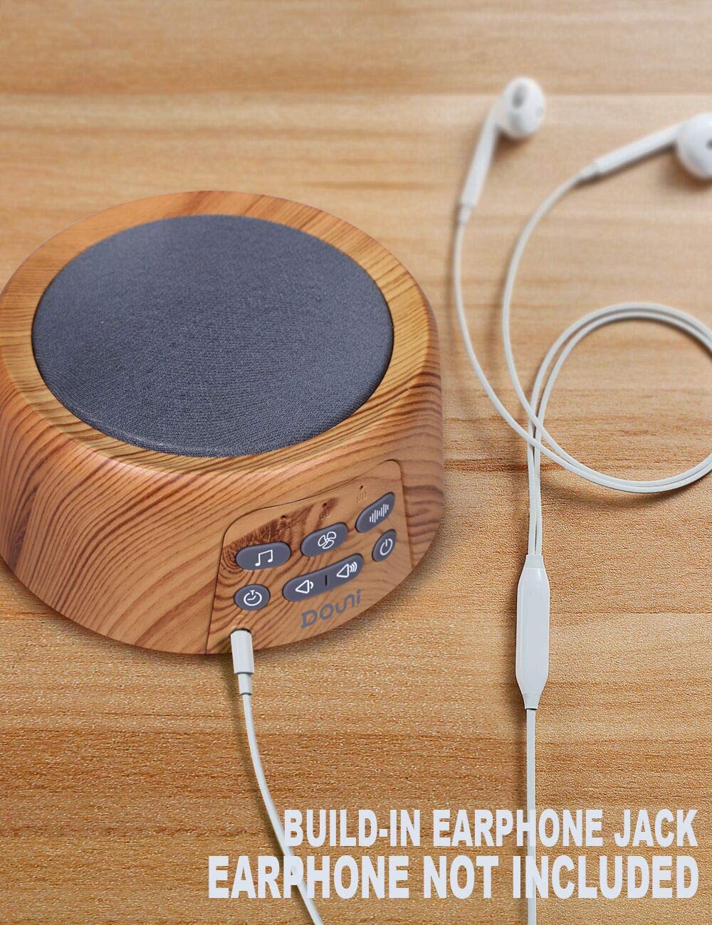 DOUNI White Noise Machine with 27 Soothing Sounds Timer, Adjustable Volume, Memory Function for Sleeping, Relaxation,Sound Machine for Kid,Adult,Nursery,Home,Office,Travel.Wood Grain