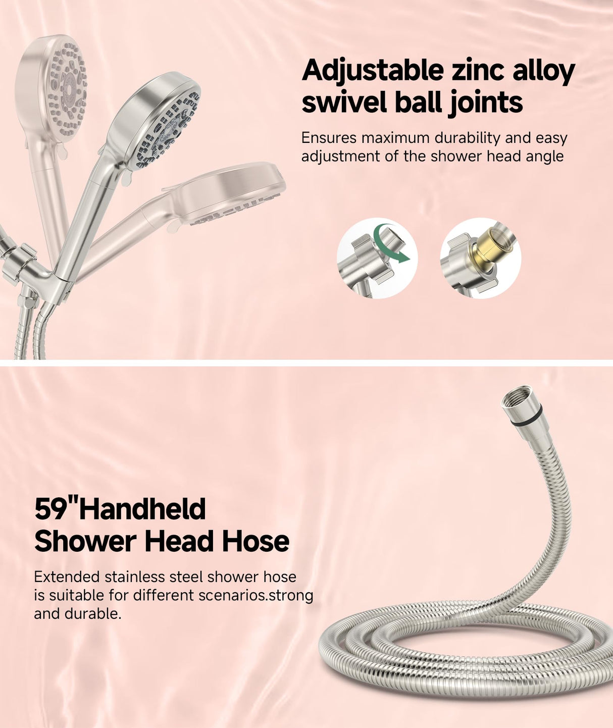SunCleanse Filtered Shower Head with Handheld,9-Spray Setting Detachable Shower Head with 4 Filters for Hard Water - Filter Chlorine, Improve Skin and Hair Texture (4 Filters, Brushed Nickel)