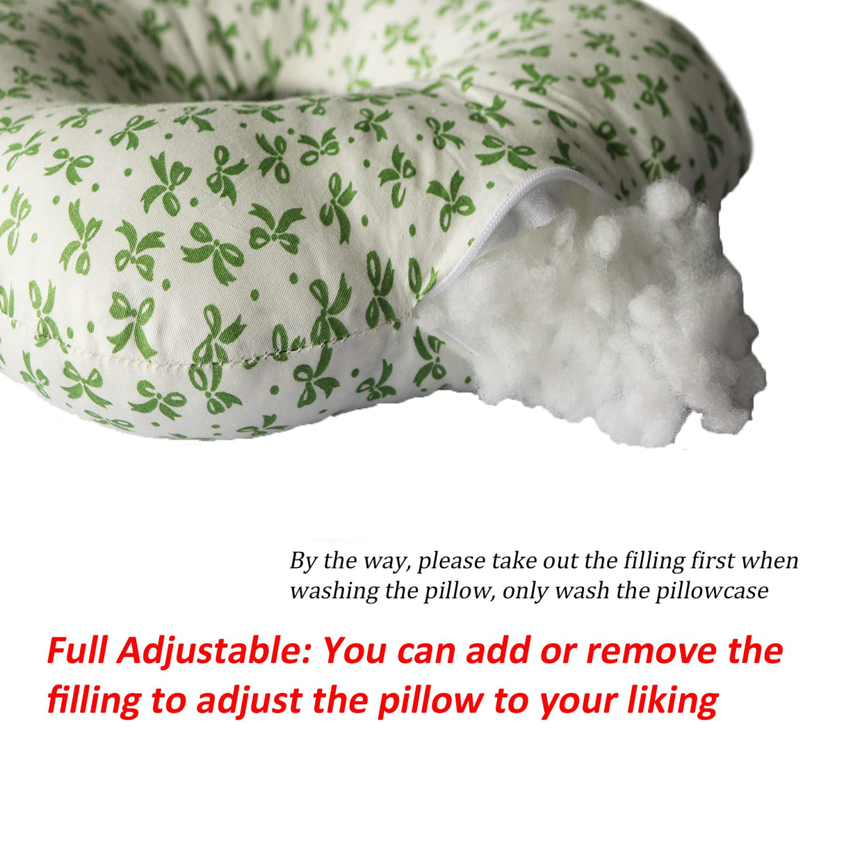 Wuronsa Ear Piercing Pillow for Side Sleepers, Pillow with an Ear Hole for CNH and Ear Pain Ear Inflammation Pressure Sores, O-Shaped Side Sleeping Pillow, Ear Guard Pillow(Green Flower)