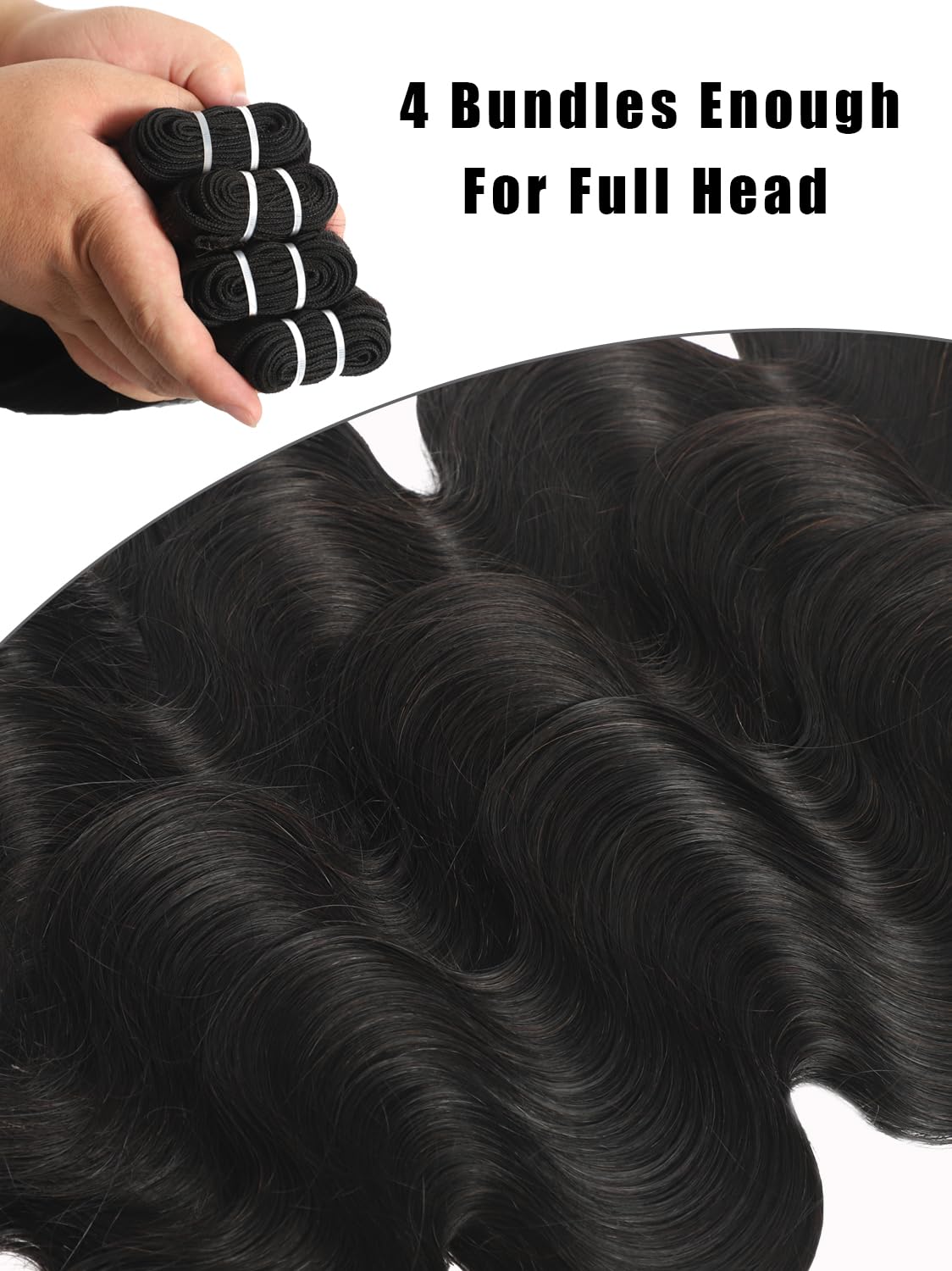 Human Hair Bundles 20 22 24 26 Inch Body Wave Bundles Human Hair 100% Unprocessed Brazilian Quick Weave 4 Bundles deals Human Hair Extensions Natural Black YNiSew