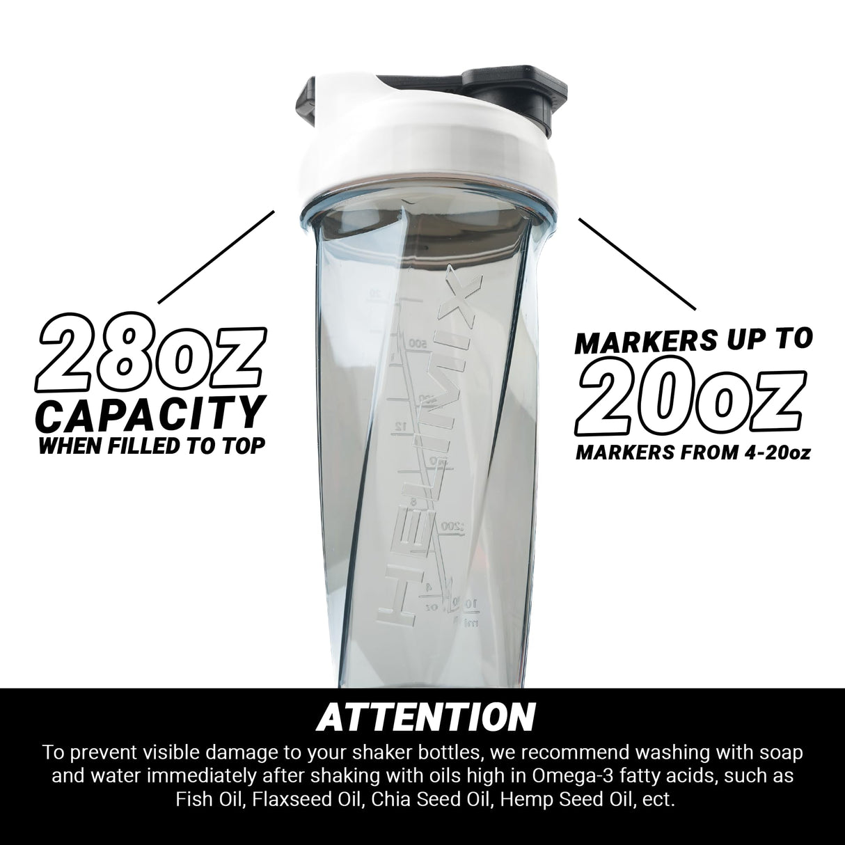 HELIMIX 2.0 Vortex Blender Shaker Bottle Holds upto 28oz | No Blending Ball or Whisk | USA Made | Portable Pre Workout Whey Protein Drink Shaker Cup | Mixes Cocktails Smoothies Shakes | Top Rack Safe