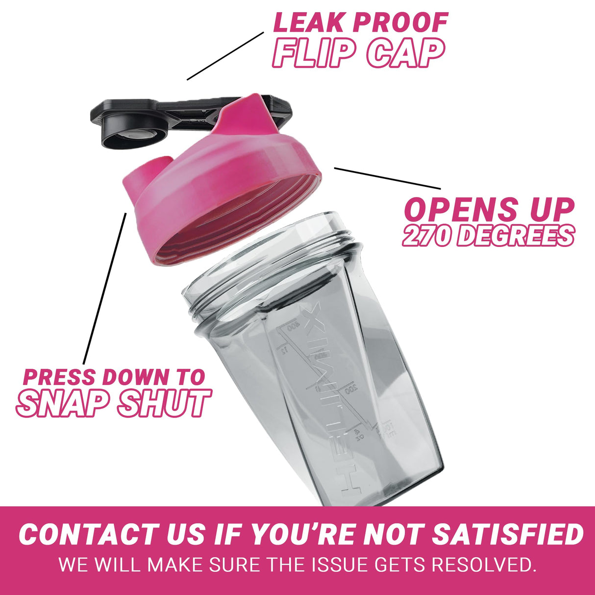 HELIMIX 1.5 Vortex Blender Shaker Bottle Holds Upto 20oz | No Blending Ball or Whisk | USA Made | Portable Pre Workout Whey Protein Drink Shaker Cup | Mixes Cocktails Smoothies Shakes | Top Rack Safe