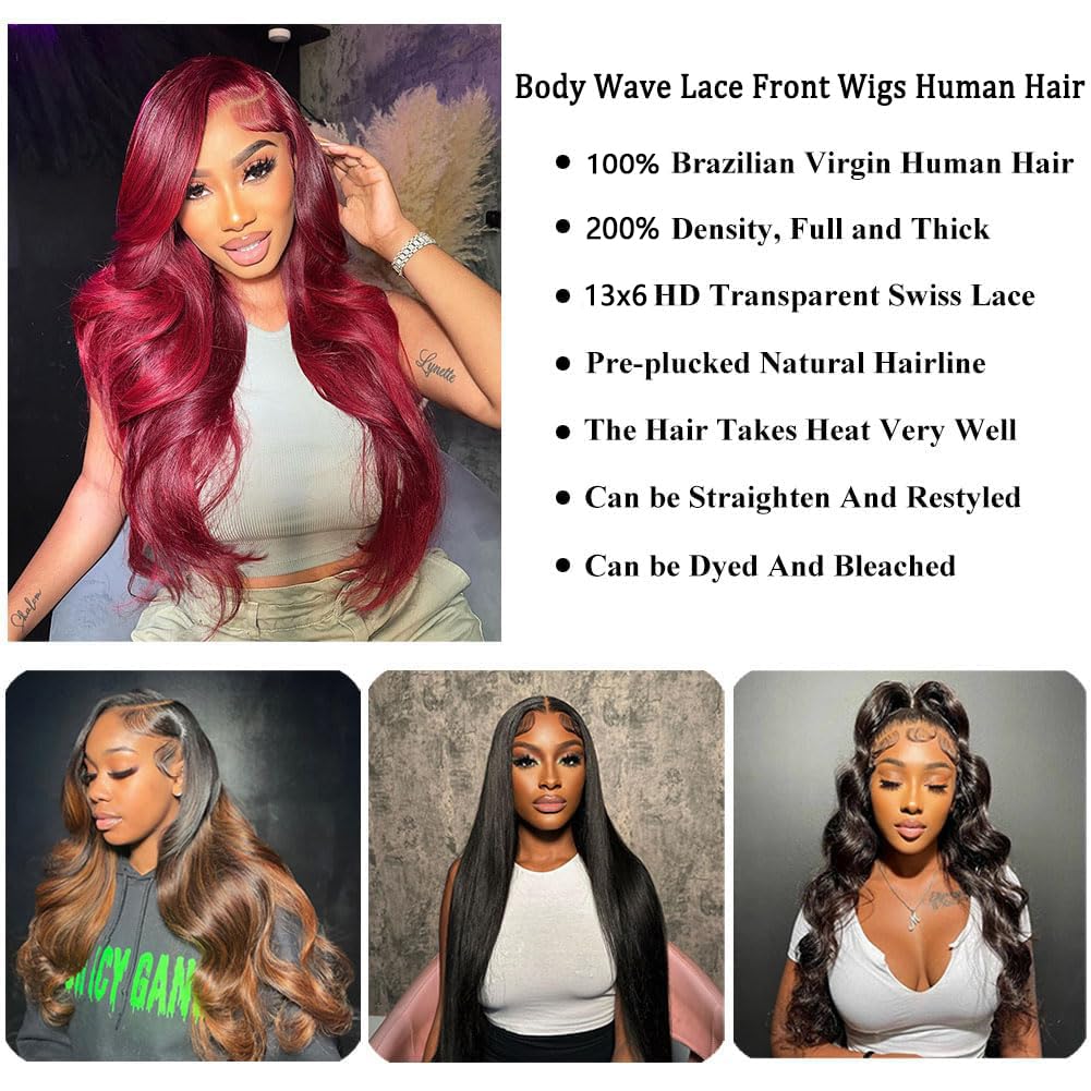 Body Wave Lace Front Wigs Human Hair 13x6 HD Lace Front Wig Human Hair Pre Plucked Body Wave Glueless Wigs Human Hair for Women