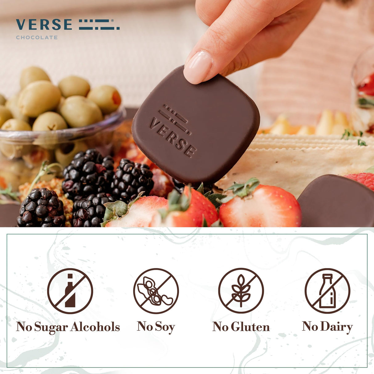 Verse 90% Dark Chocolate Mint Squares - Only 1g Cane Sugar - Creamy Dark Cocoa - Individually Wrapped Cacao Chocolate Squares (9 Count, 2 Pack)