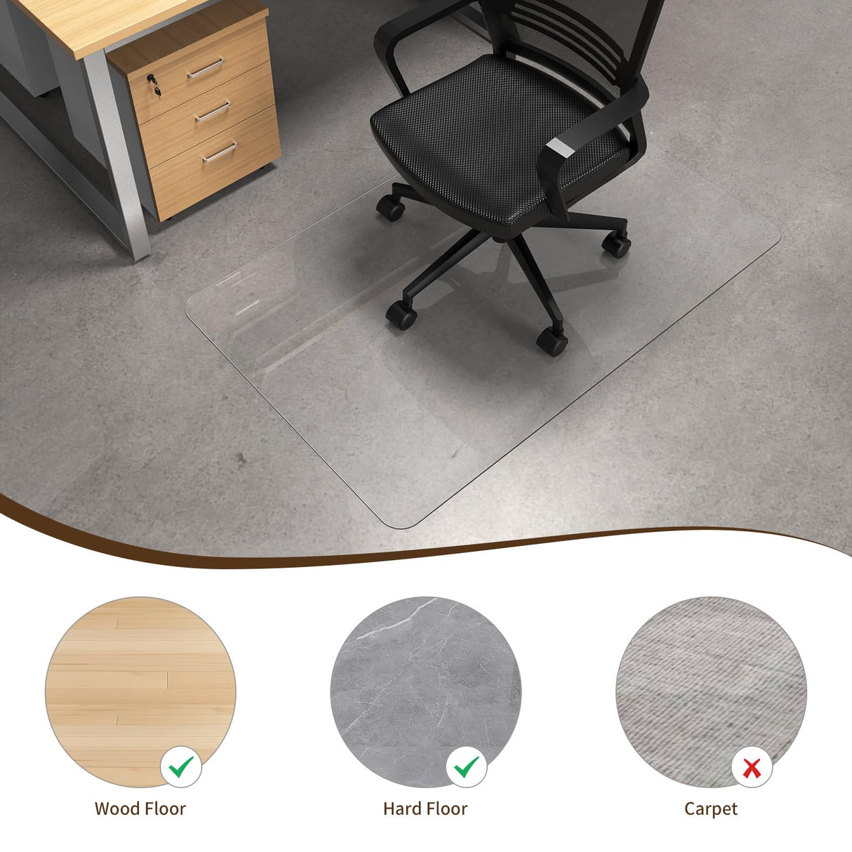 Warmstar Clear Office Chair Mat for Hardwood Floor,30"x48" Plastic Floor Mat Clear Rolling Mat for Office Chair No Curling,Heavy Duty Clear Desk Chair Mat Wood Tile Floor Mat for Office & Home