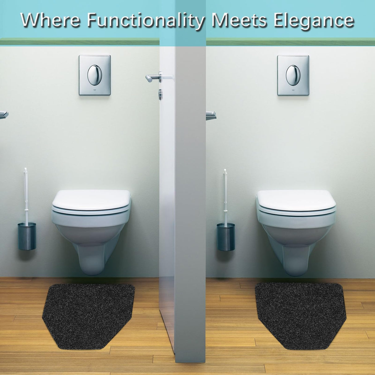 Basima Urinal Mats for Men Bathroom 12 Pack Washable Bulk Rubber Urinal Floor Mats for Toilet Commercial, Non-Slip Disposable Urinal Pads for Mens Room, 17.5" x 20.5", Black