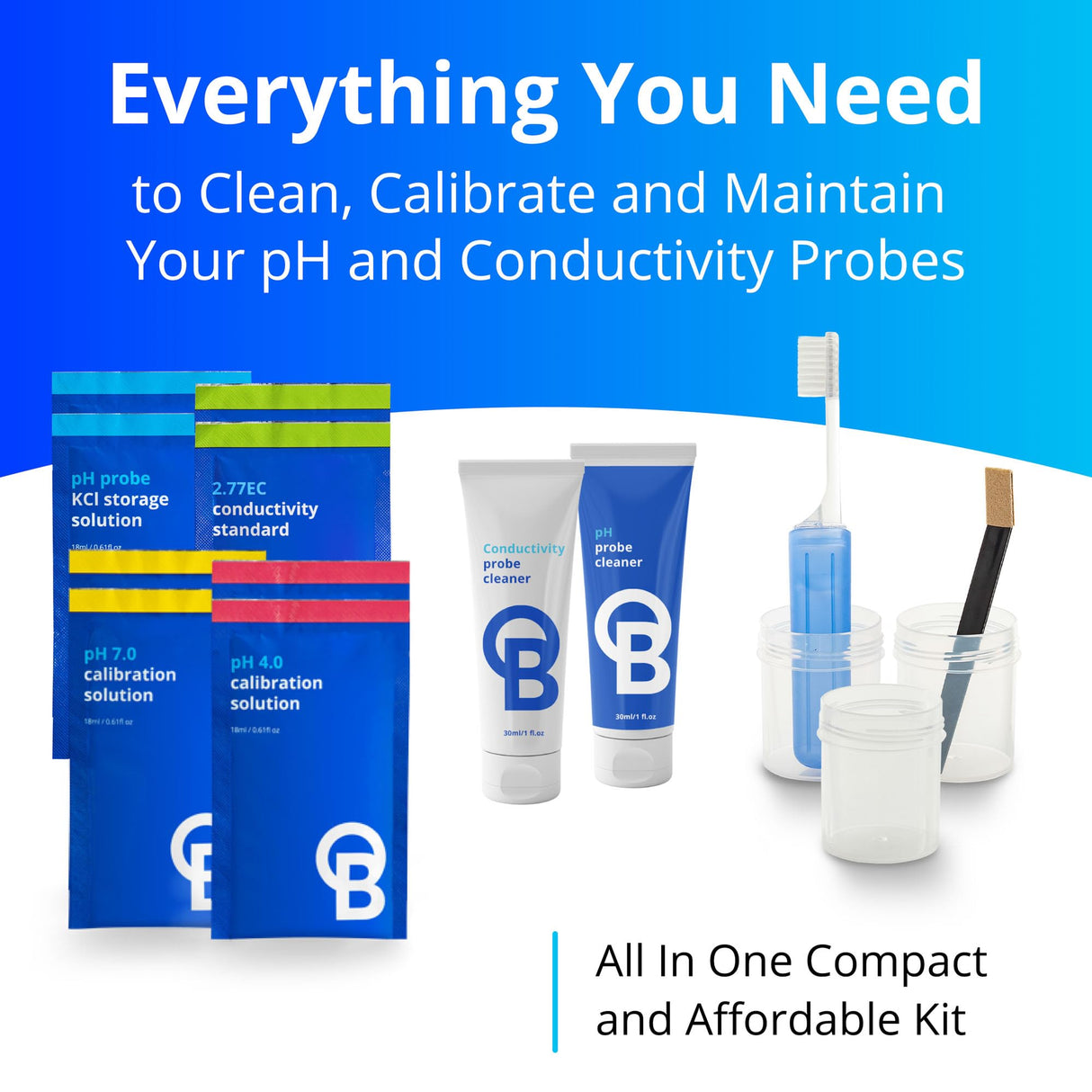 CAREKITPHCON Probe Care Kit for pH and Conductivity (TDS/PPM) Probes and Pens with 4 Solutions and Cleaners, Cleaning Kit Tool for Hydroponic system and Indoor Plant Grow