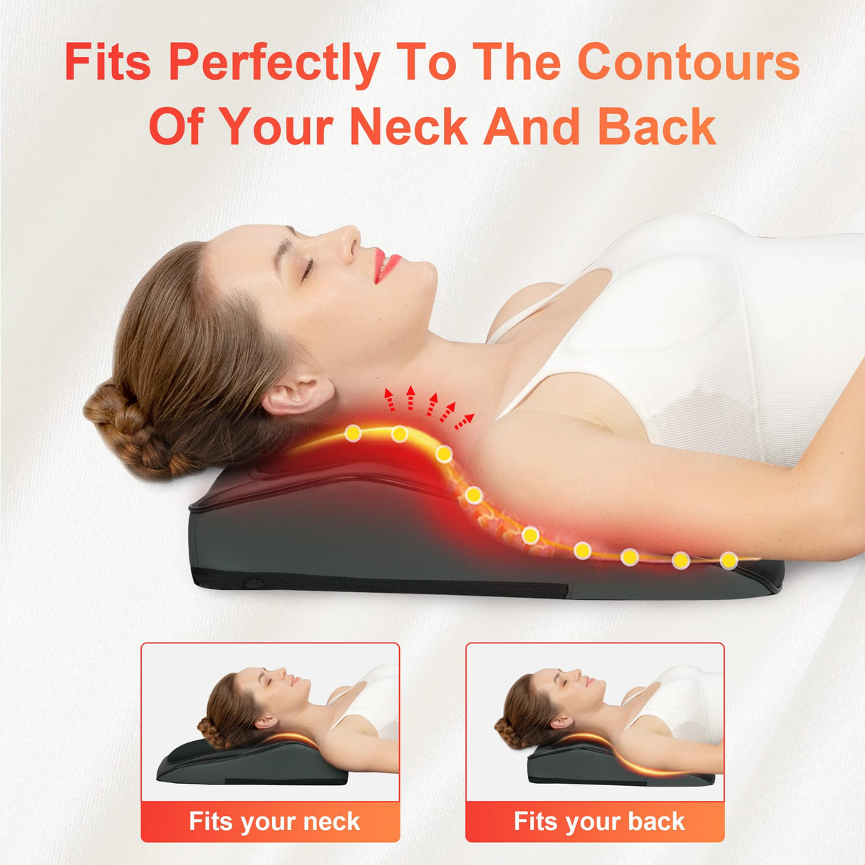 COMFIER Back Massager with Heat,3D Deep Kneading Shiatsu Neck and Back Massager with Vibration & Heat, Neck Back Massage Pillow as Gift for Women Men-Home Office Use