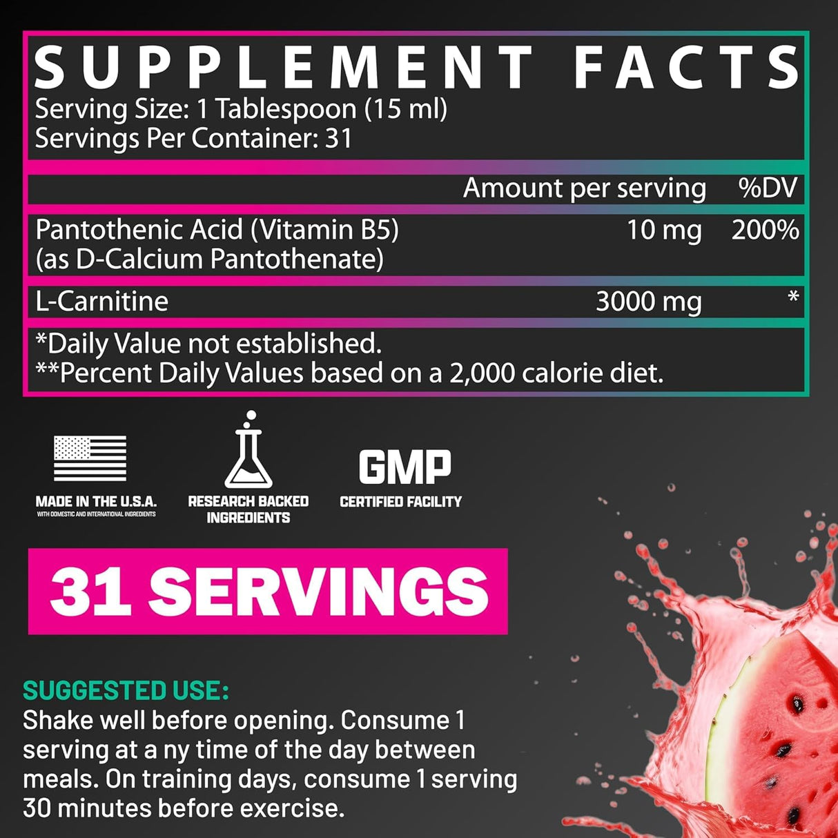 Nutrex Research Liquid Carnitine 3000 | Premium L Carnitine Liquid, Stimulant Free (Strawberry Watermelon)