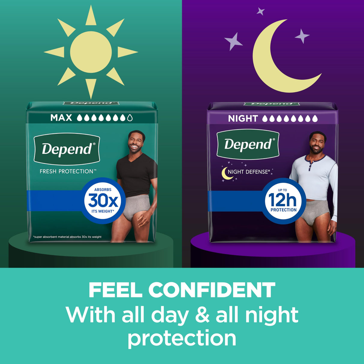 Depend Fresh Protection Adult Diapers, Incontinence Underwear for Men, Disposable, Maximum, Extra-Extra-Large, Grey, 44 Count (2 Packs of 22), Packaging May Vary