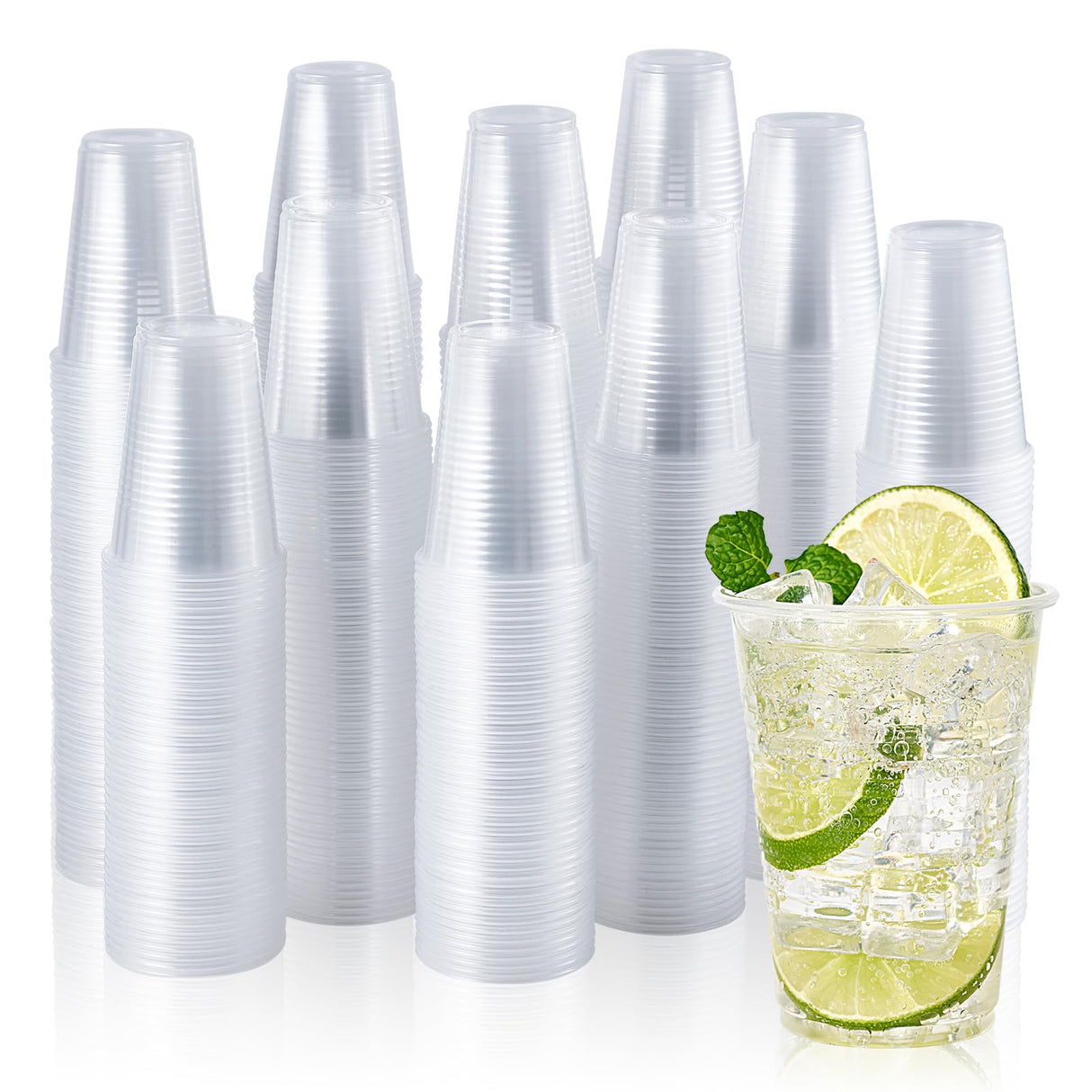 Vplus 2000 Pack 9 OZ Clear Plastic Cups, 9 Ounce Disposable Cold Water Party Drinking Cups for Wedding Thanksgiving Christmas Party