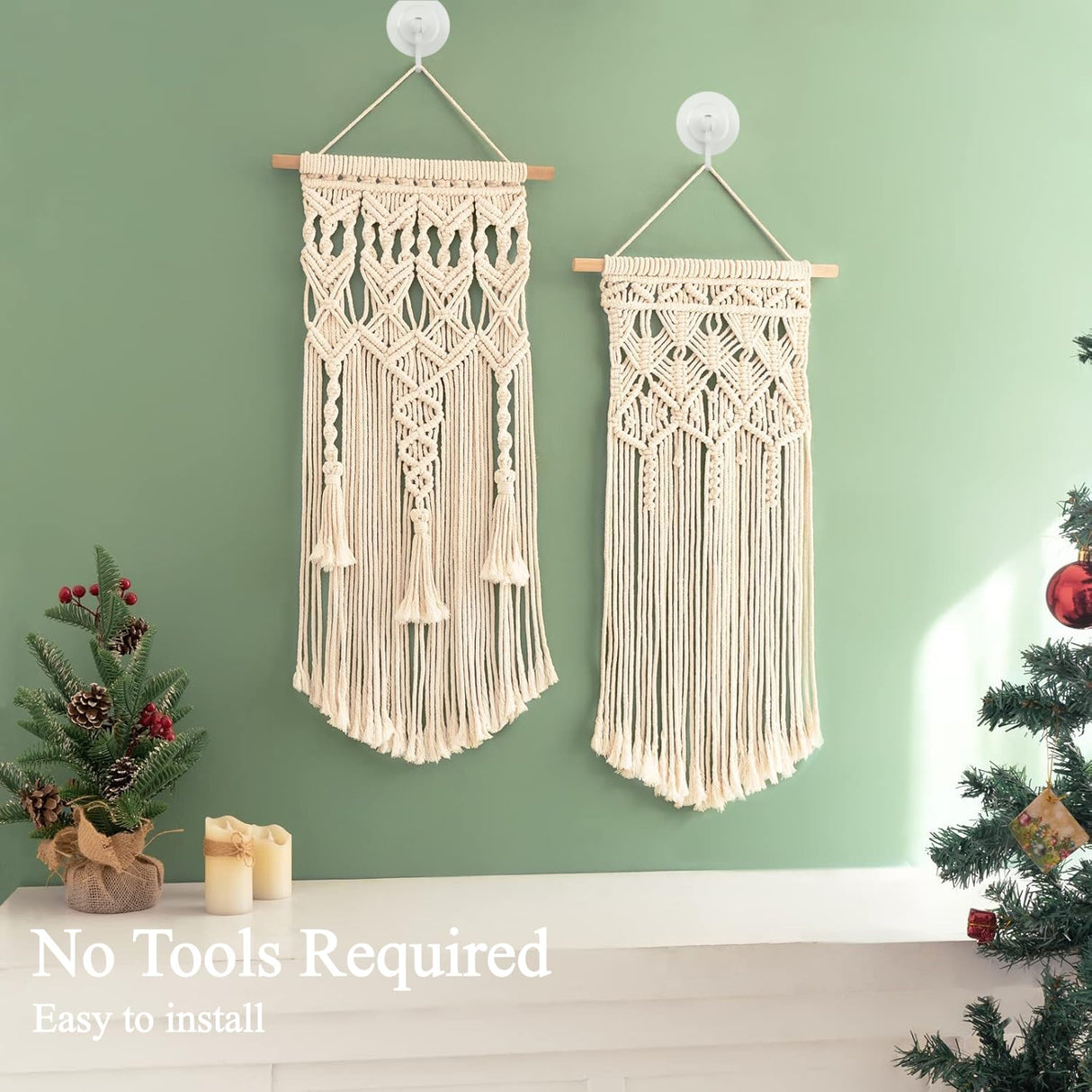 Adhesive Wall & Ceiling Decor Hooks: 8-Pack 3 lbs Heavy Duty No-Drill 360° Swivel Adjustable for Hanging Home Accents Lights Plants Wind Chimes Compatible with 3M Command Strips