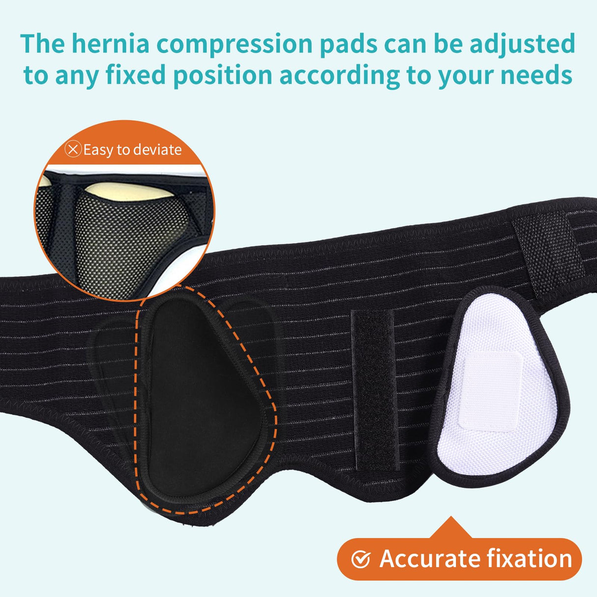 ENLUNTRA Hernia Belts for Men, Adjustable Inguinal Hernia Support Belt for Men & Women with 4 Compression Pads,Hernia Support Truss for Single/Double Inguinal (black-L)