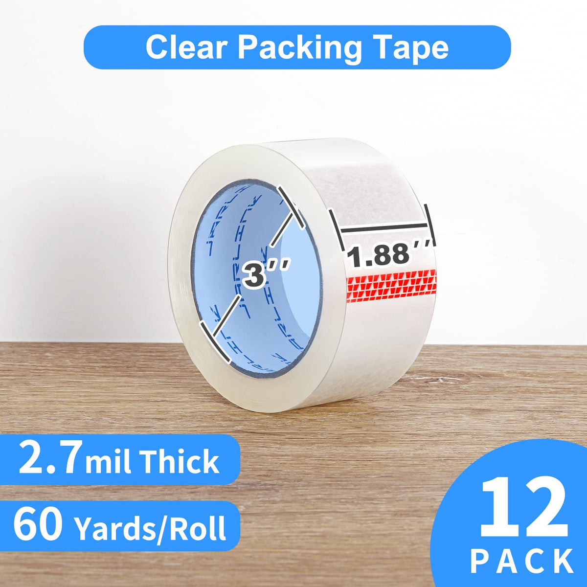 JARLINK 12 Rolls Clear Packing Tape, Heavy Duty Packaging Tape
