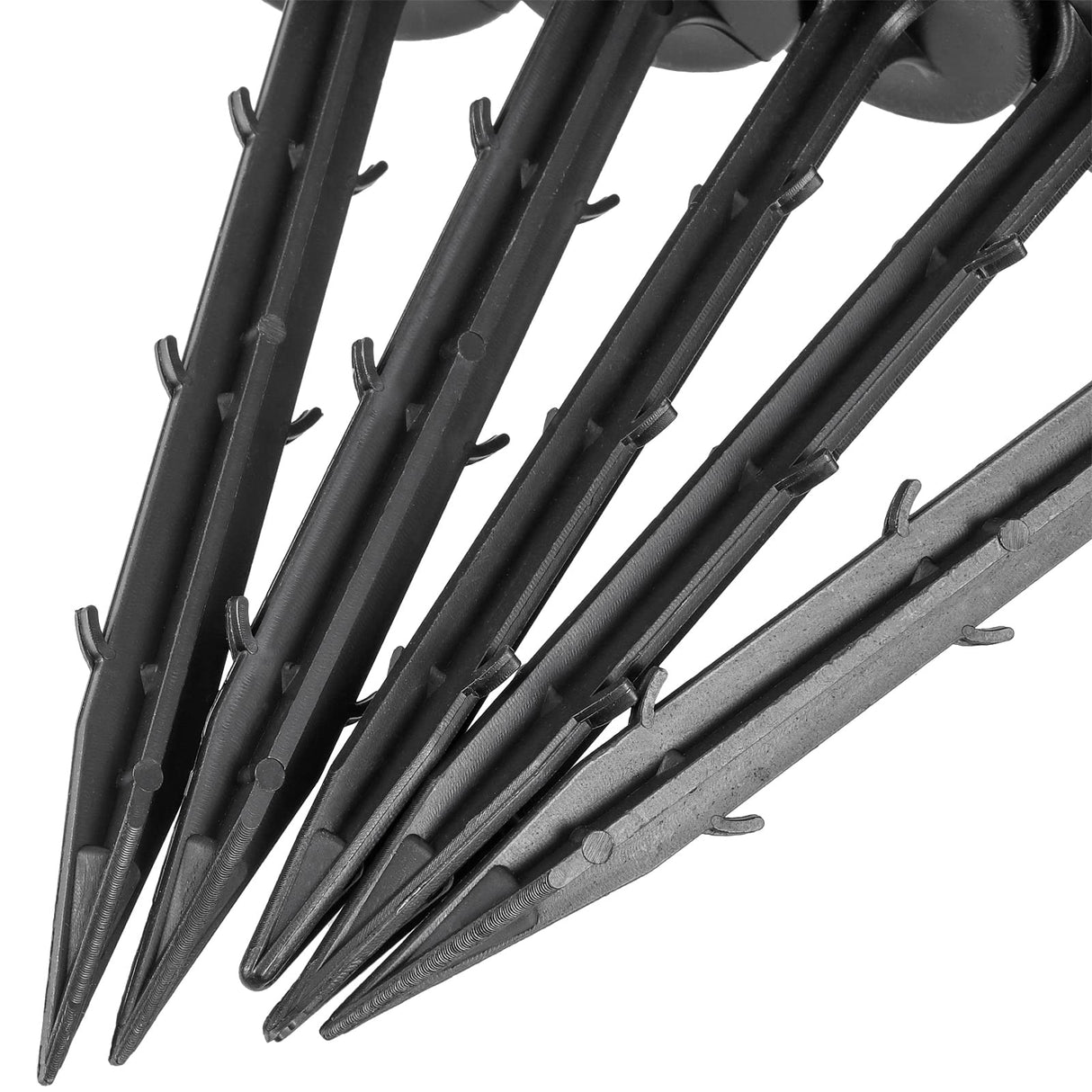300 Pack 4 Inches Plastic Garden Landscape & Garden Spikes, Black Garden Stakes Anchors Spikes with Barbs, Plastic Landscape Anchoring Spikes for Holding Weed Barrier, Lawn Edging, Turf, Tent, Tarp