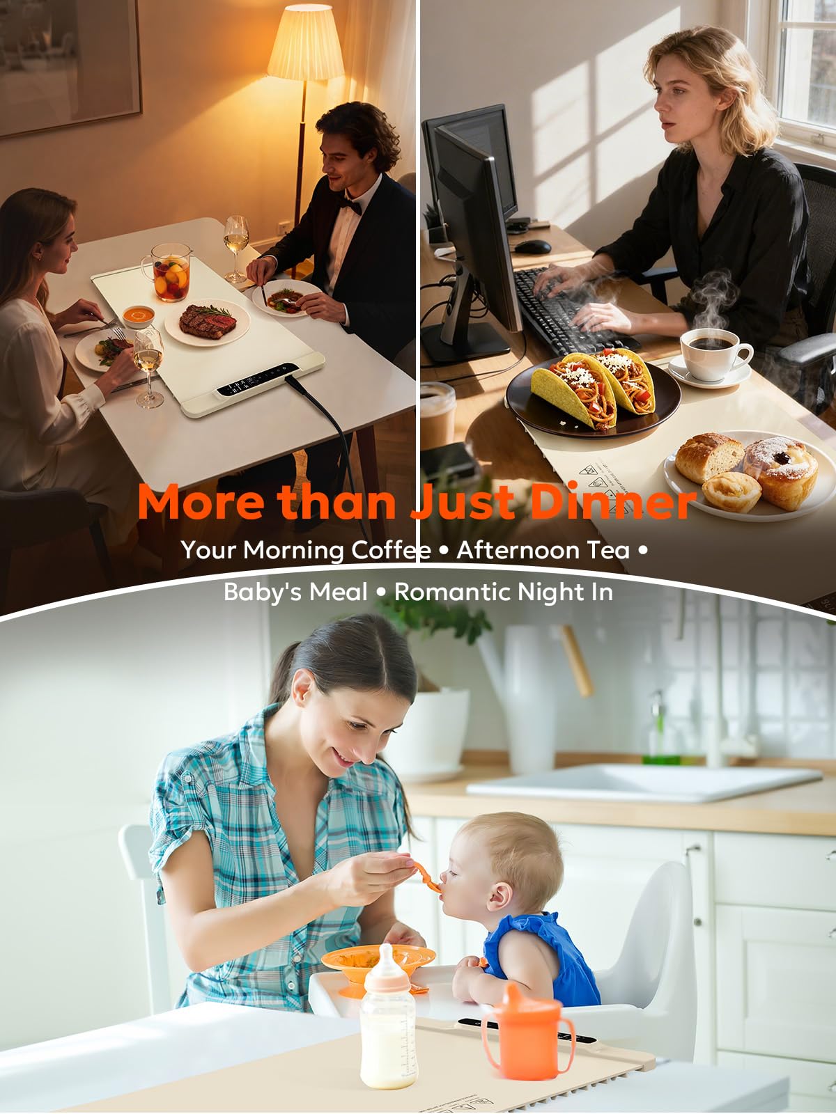 Food Warming Mat, FZF Electric Warming Tray, Fast Heating Portable Food Warmer for Parties Buffet with 0.5-10Hr Timer, Adjustable Temperature for Hosting, Camping, House Warming