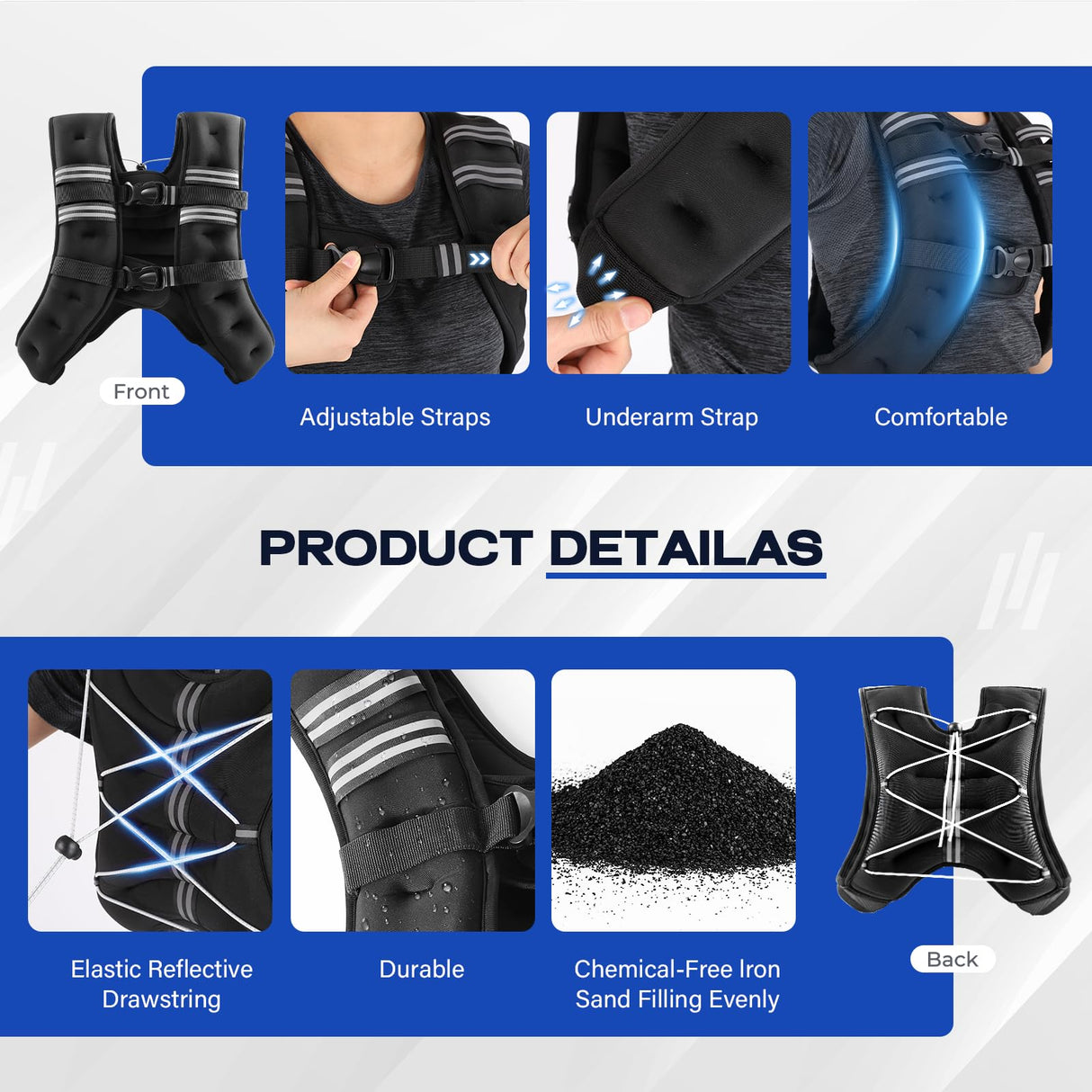 BIBIVENTA Weighted Vest for Women & Men, 20lb Body Weight Vest with Touchscreen Phone Holder & Reflective Stripe, Workout Equipment for Weight Loss, Fitness, Walking, Running, Cardio, Strength Training