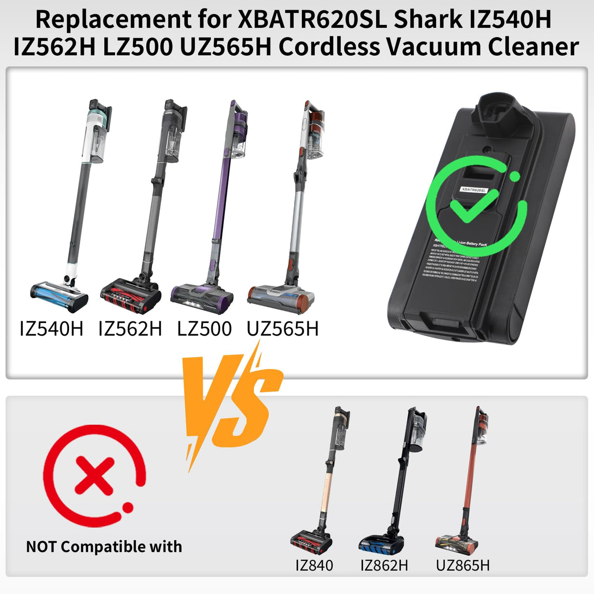 Replacement for Shark XBATR620SL XBATR625SL XBATR625SLEU Vacuum Battery, Compatible with Shark Stratos IZ540H IZ562H IZ531H IZ541H IZ500 LZ500 UZ565H Pro Cordless Vacuum Cleaner Battery 21.6V 2500mAh