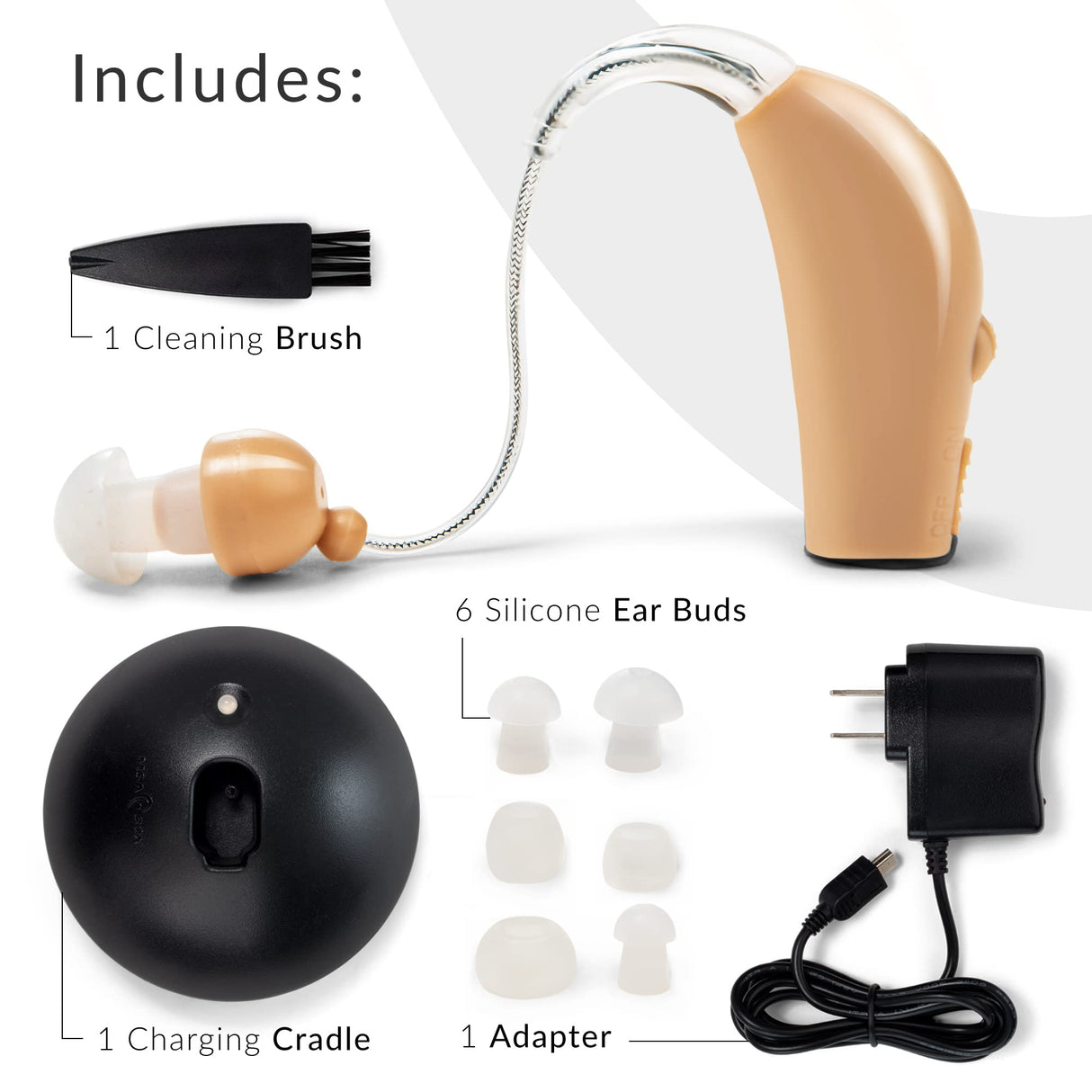MSA 30X Behind the Ear Sound Amplifier, Amplifies Sound by 30 Times, Lightweight, Virtually Invisible, Comfortable, Adjustable Volume, Fast Charging, Nude, 1ct