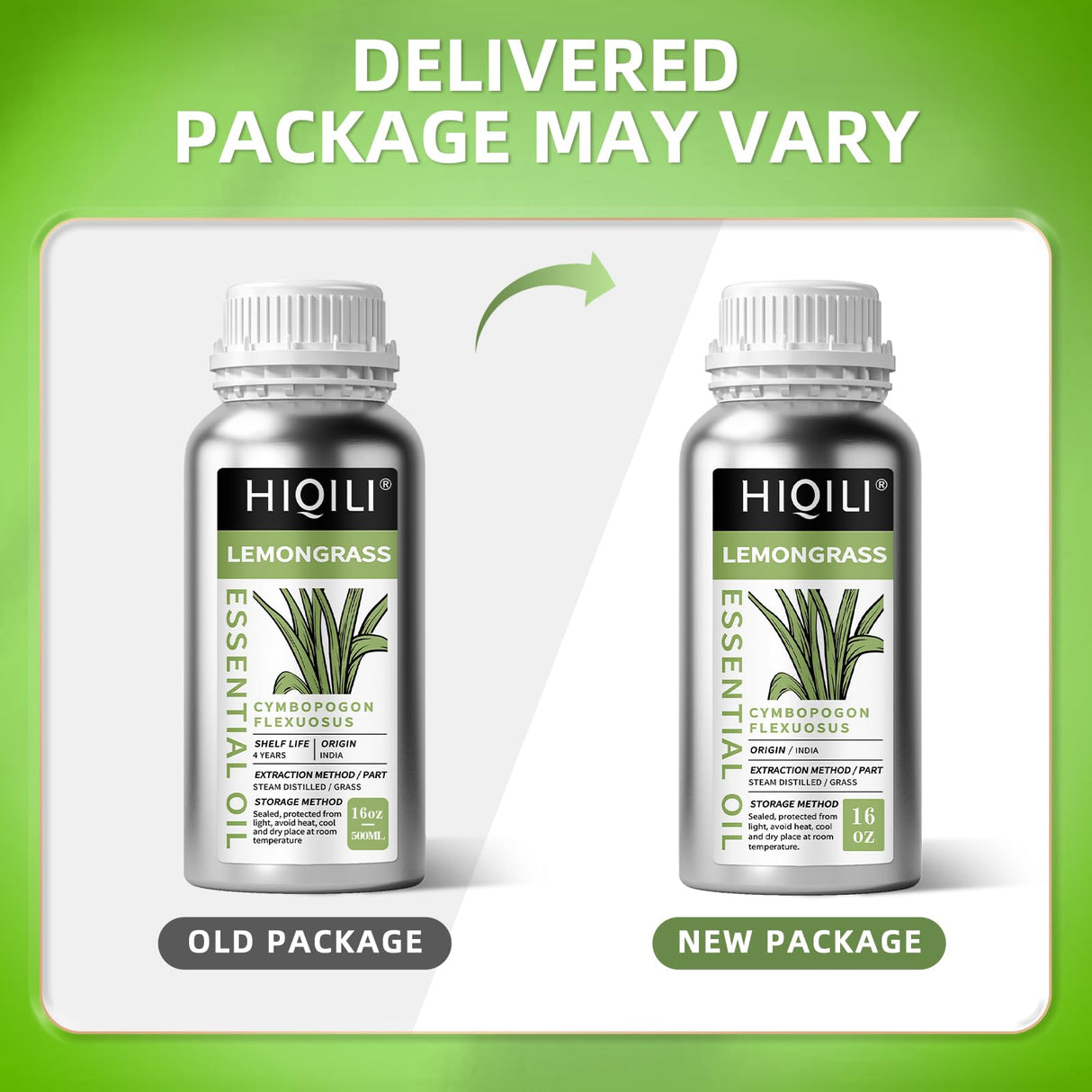 HIQILI 16 Fl Oz Lemongrass Essential Oil, 100% Pure Natural Undiluted for Diffuser, Hair