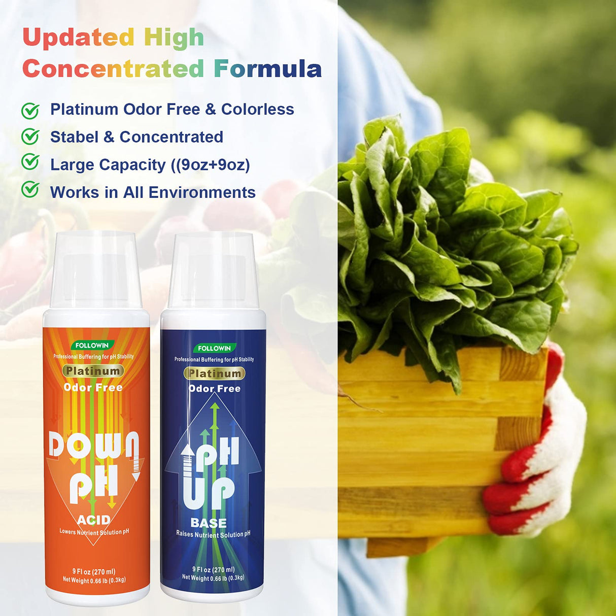 FOLLOWIN pH Up and Down Control Kit for Hydroponics and Soil Gardens