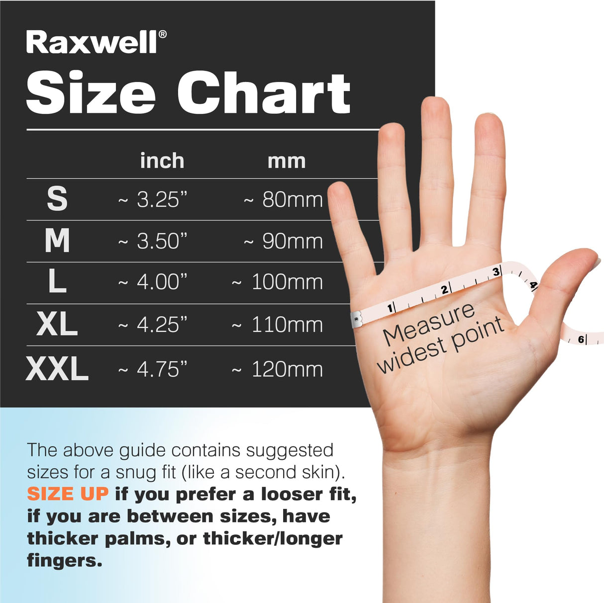 Raxwell Powder Free Nitrile Gloves - Puncture-Resistant Work Gloves with Grip - Heavy-Duty Protection for Mechanics - High-Visibility for Food Service & Medical Use - X-Large, Orange, Pack of 100
