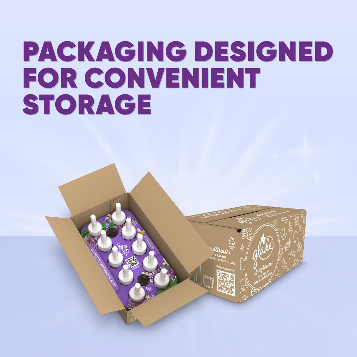 Glade PlugIns Refills Air Freshener, Tranquil Lavender & Aloe, Scented and Essential Oils for Home and Bathroom, 0.67 Fl Oz, 10 Count