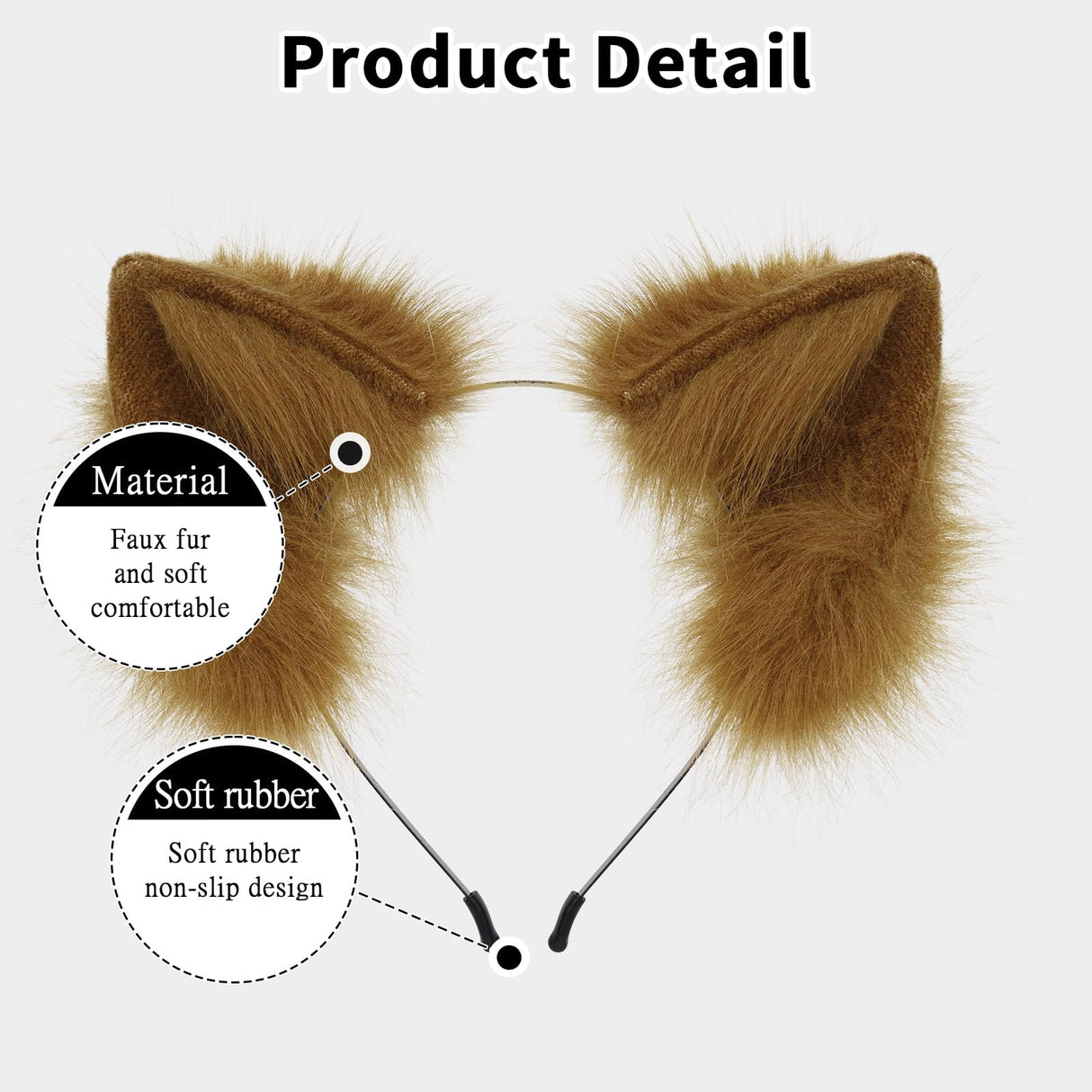 SMILETERNITY Handmade Fox Wolf Cat Ears Headwear Costume Accessories for Halloween Christmas Party (E02brown)