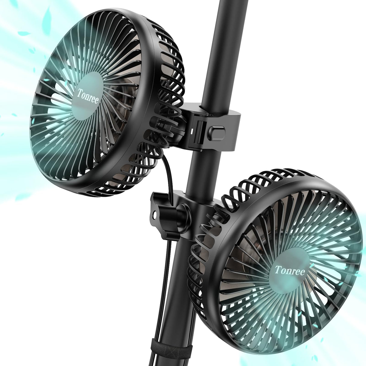Tonree Grow Tent Fan 2 Pack, 5.5" Greenhouse Clip Fan with Brushless Motor and Non-slip Clamp, Strong Airflow and Low Noise, 360° Tilt, Easy Mount for Plant Hydroponics Circulation Cooling Ventilation
