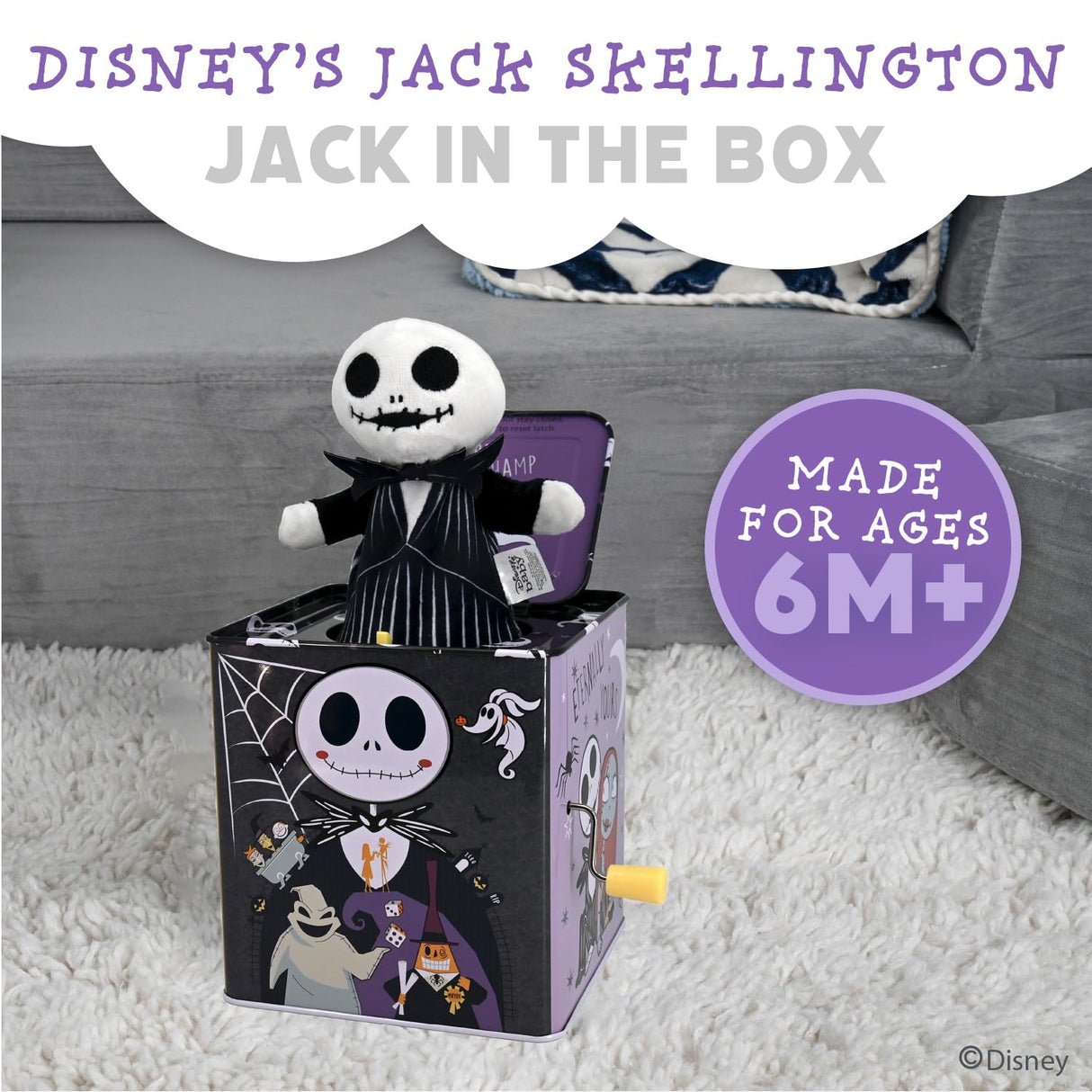 KIDS PREFERRED Disney Baby The Nightmare Before Christmas Jack Skellington Classic Jack-in-The-Box Musical Toys for Babies and Toddlers