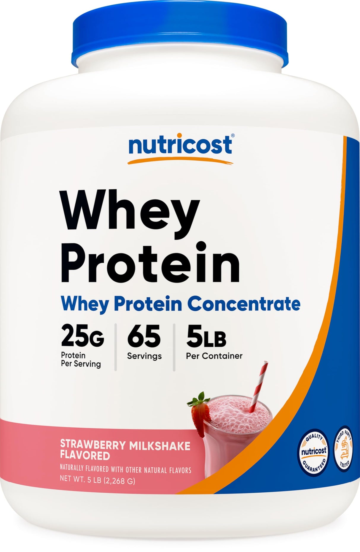 Nutricost Whey Protein Concentrate (Strawberry Milkshake) 5LBS - Gluten Free & GMO Free