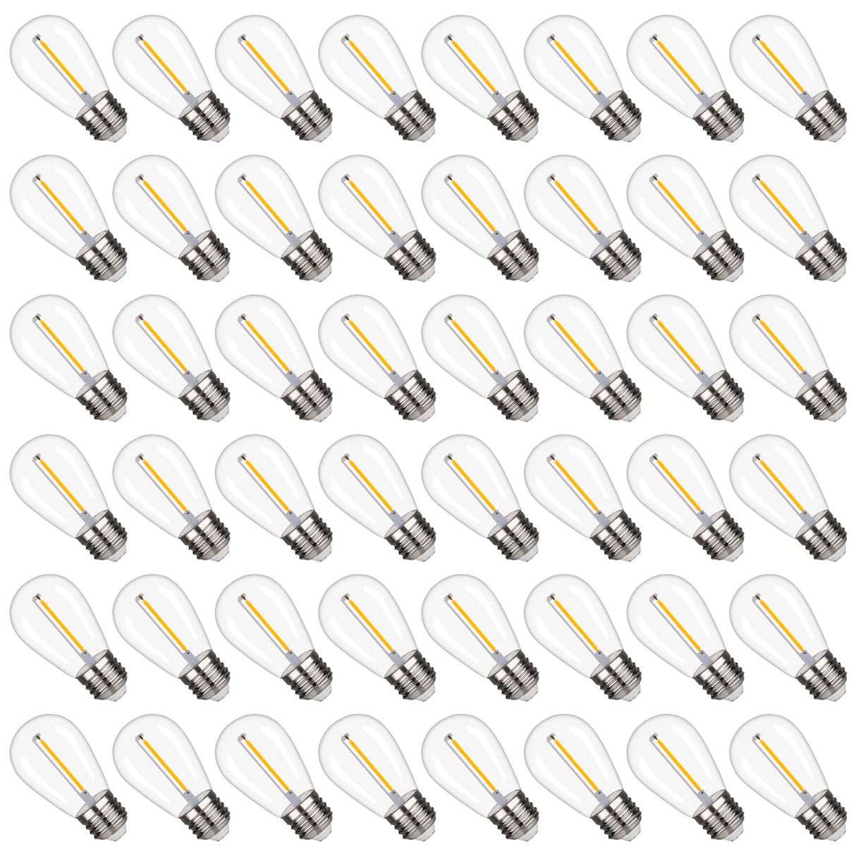 S14 Replacement LED Light Bulbs, Shatterproof & Waterproof 1W S14 LED Bulbs, E26 Base Patio Edison LED Light Bulbs for Outdoor String Lights , Warm White 2200K Plastic 70LM Non-Dimmable 48 Pack