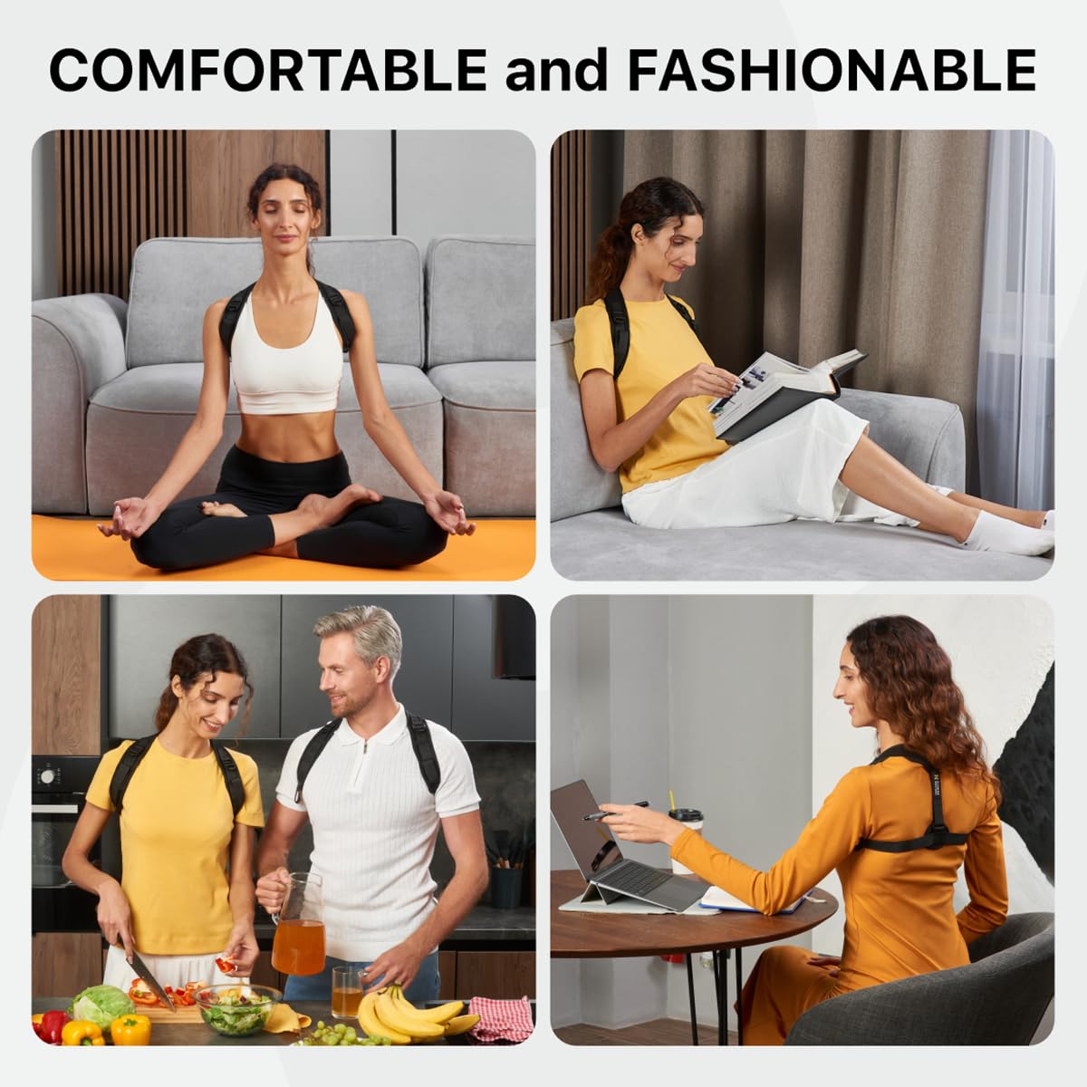 Posture Corrector Back Brace for Women & Men - Adjustable Straps for Neck & Shoulder Comfort, Breathable Upper Back Straightener, Invisible Under Clothes, Comfortable Ergonomic Design (28-48") (28-48")