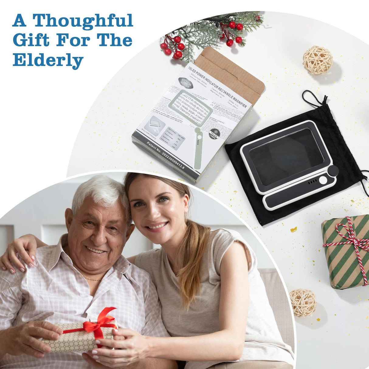 MoKo Magnifying Glass for Reading, Rechargeable 4X Full Page Book Magnifier, Magnifying Glass with Light 3 Modes, Folding Handheld Reading Magnifiers for Seniors Elderly Low Visions,Black