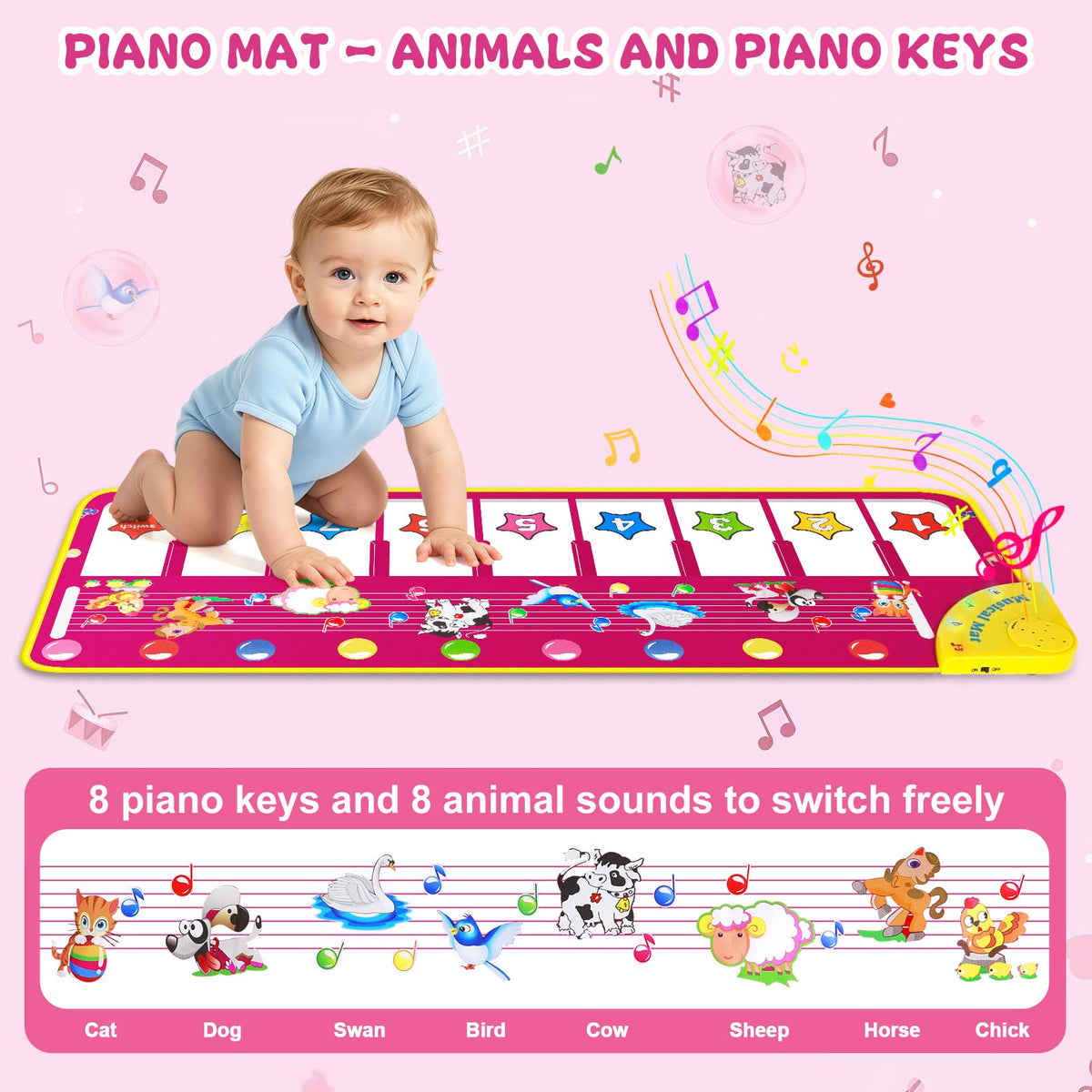 Floor Piano Mat, Toddler Girl Toys Musical Mat, 1 2 3 Year Old Girl Gifts