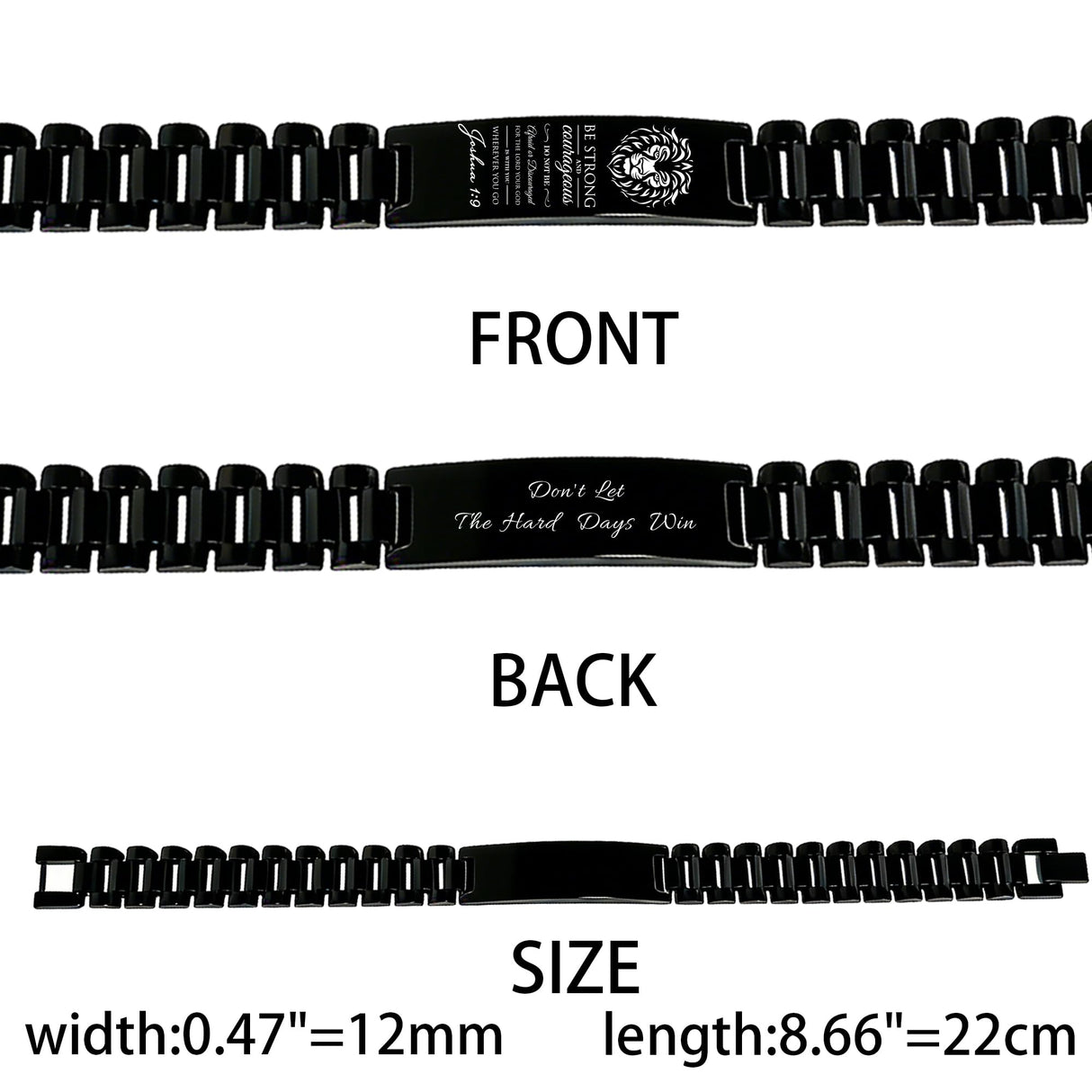 Bible Verse Bracelets Inspirational Christian Wristbands Personalized Jewelry Graduation Gifts for Son Men DAD Father Husband Boyfriend Adjustable Stainless Steel Bracelet (JOSHUA 1:9(DON'T LET THE HARDDAYS WIN))
