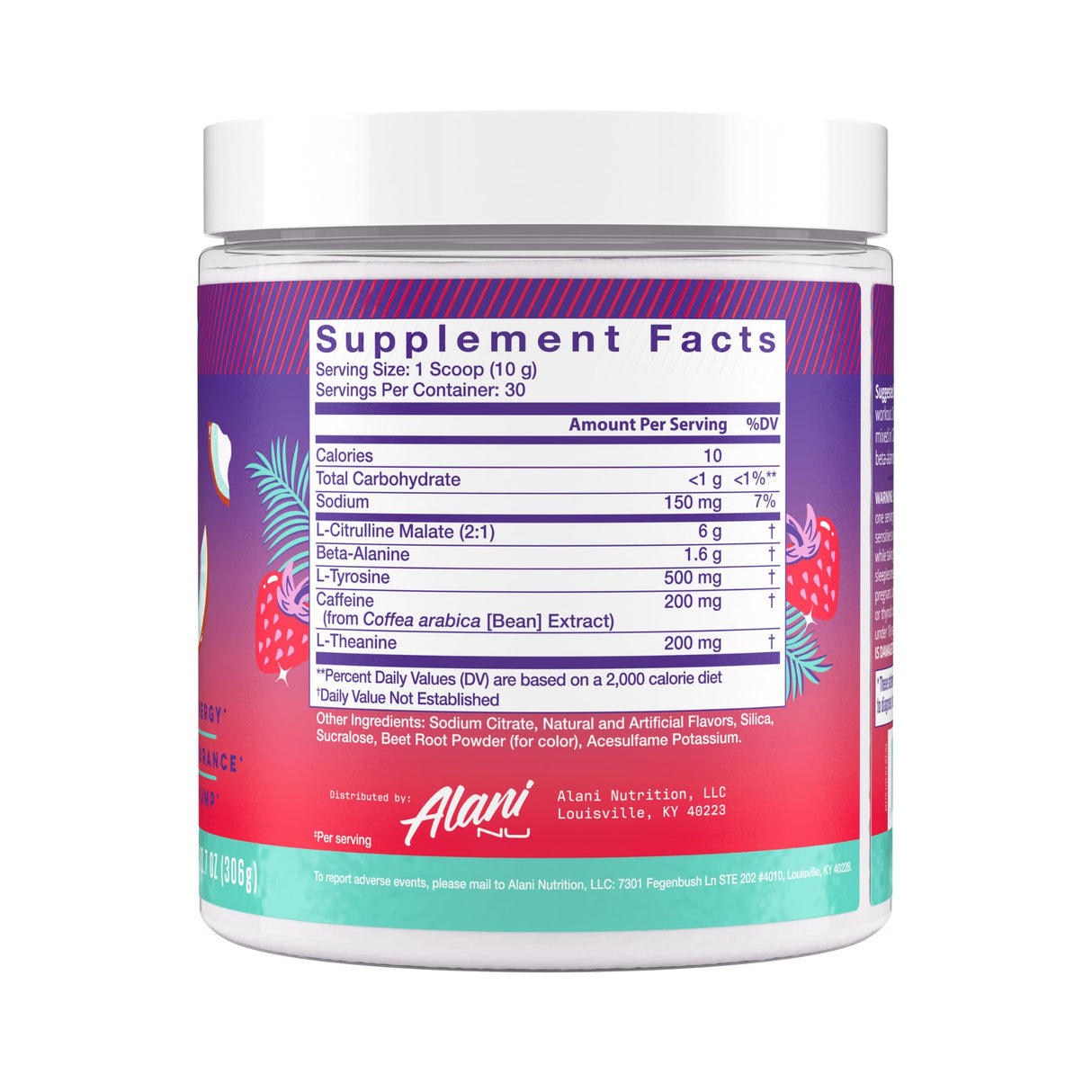 Alani Nu Pre Workout Powder Hawaiian Shaved ICE, Amino Energy Boost, Endurance Supplement, Sugar Free, 200mg Caffeine, L-Theanine, Beta-Alanine, L-Citrulline, 30 Servings