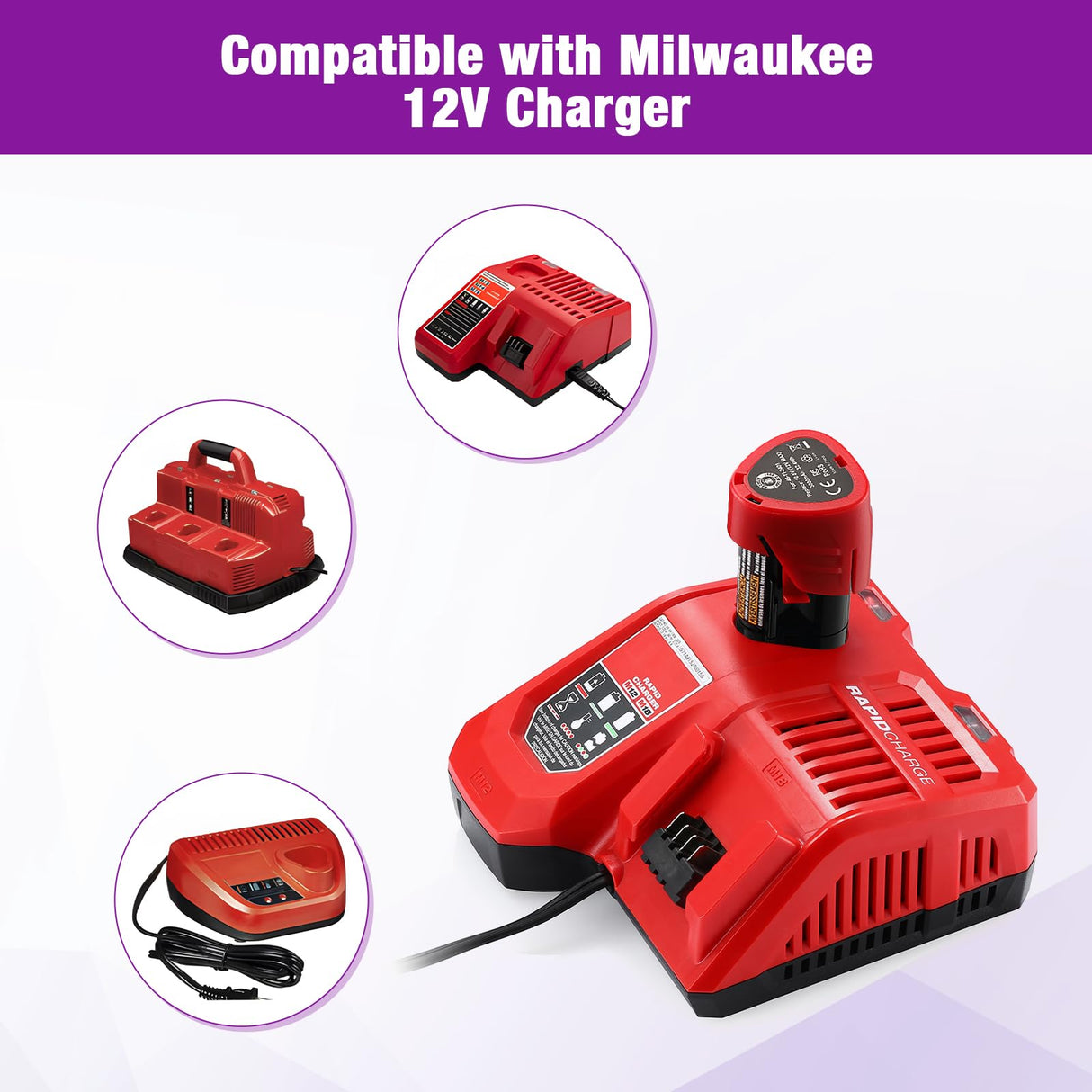 UTRBATT 2 Pack 12V 3.0Ah M12 Replacement Battery for Milwaukee Lithium-ion Battery Compatible with M12 48-11-2411 48-11-2420 48-11-2401 48-11-2402 12-Volt Cordless Tools