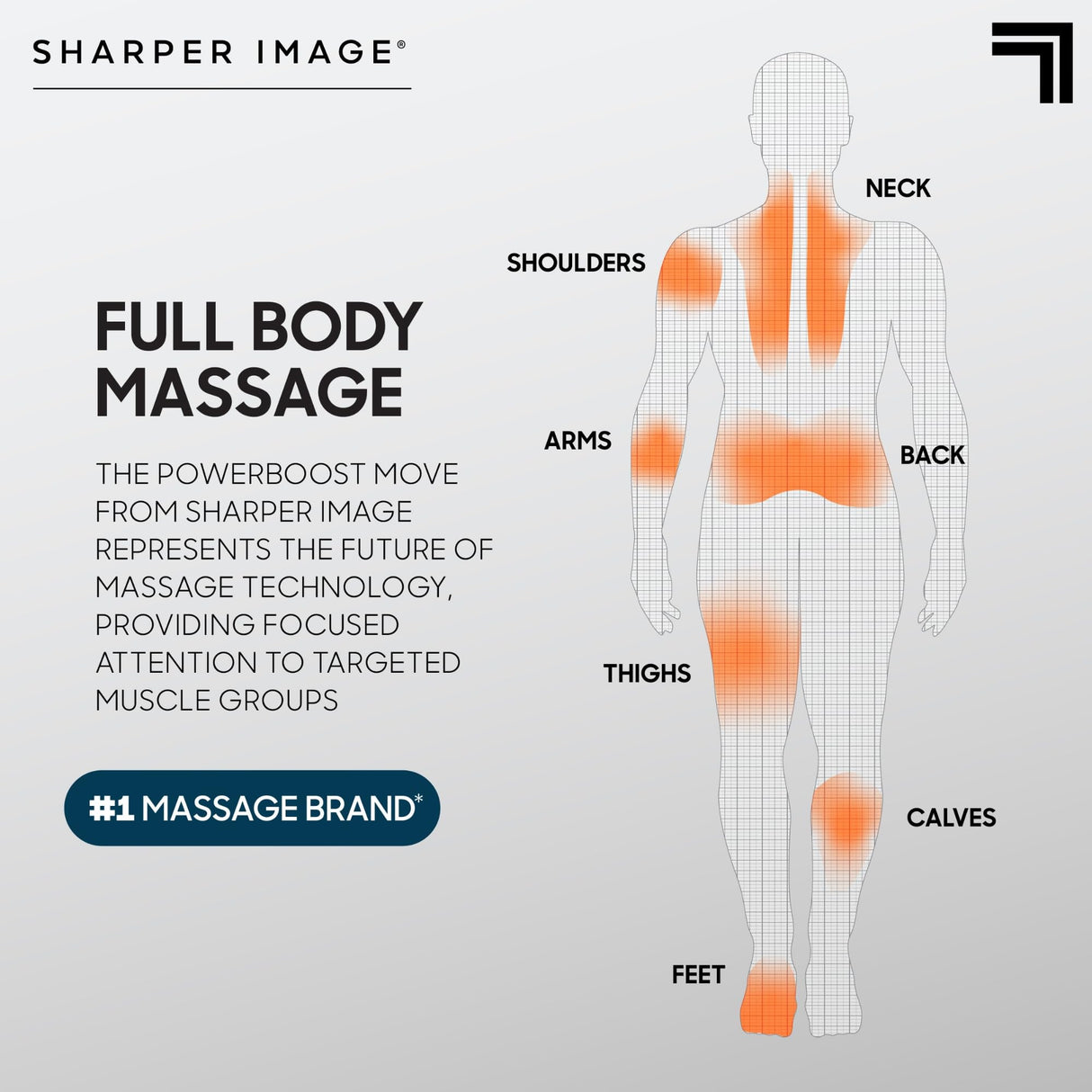 Sharper Image Powerboost Move - Portable Percussion Massage Gun with 4 Attachments, 4 Speeds| Lightweight Full Body Back & Shoulder Massager| Deep Tissue Muscle Recovery, Pain Relief & Soreness