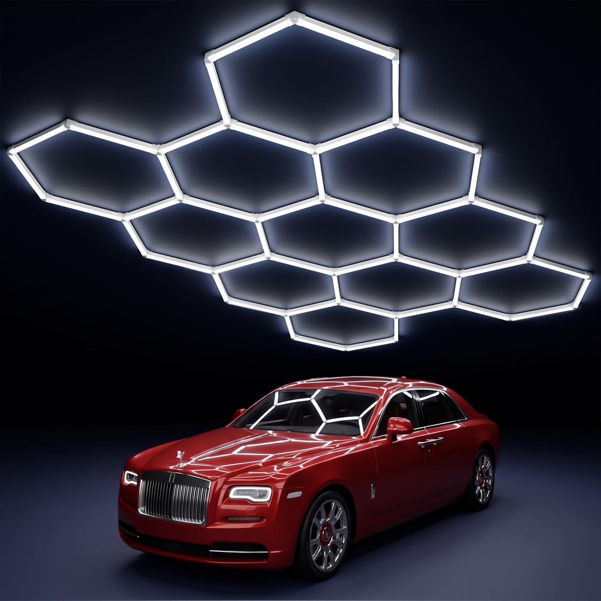 MODERN 11 Hexagon LED Garage Light, Ultra-Bright 6500K Natural White, 11 Grids for Garage, Mall, Shop, and Auto Detailing.
