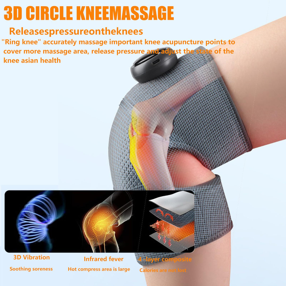 Generic Rejuvaknee Advanced Knee Relief, Multi-functional heated massager with five heating modes and three massage modes. Relieves joint pain and stress. (1), Grey