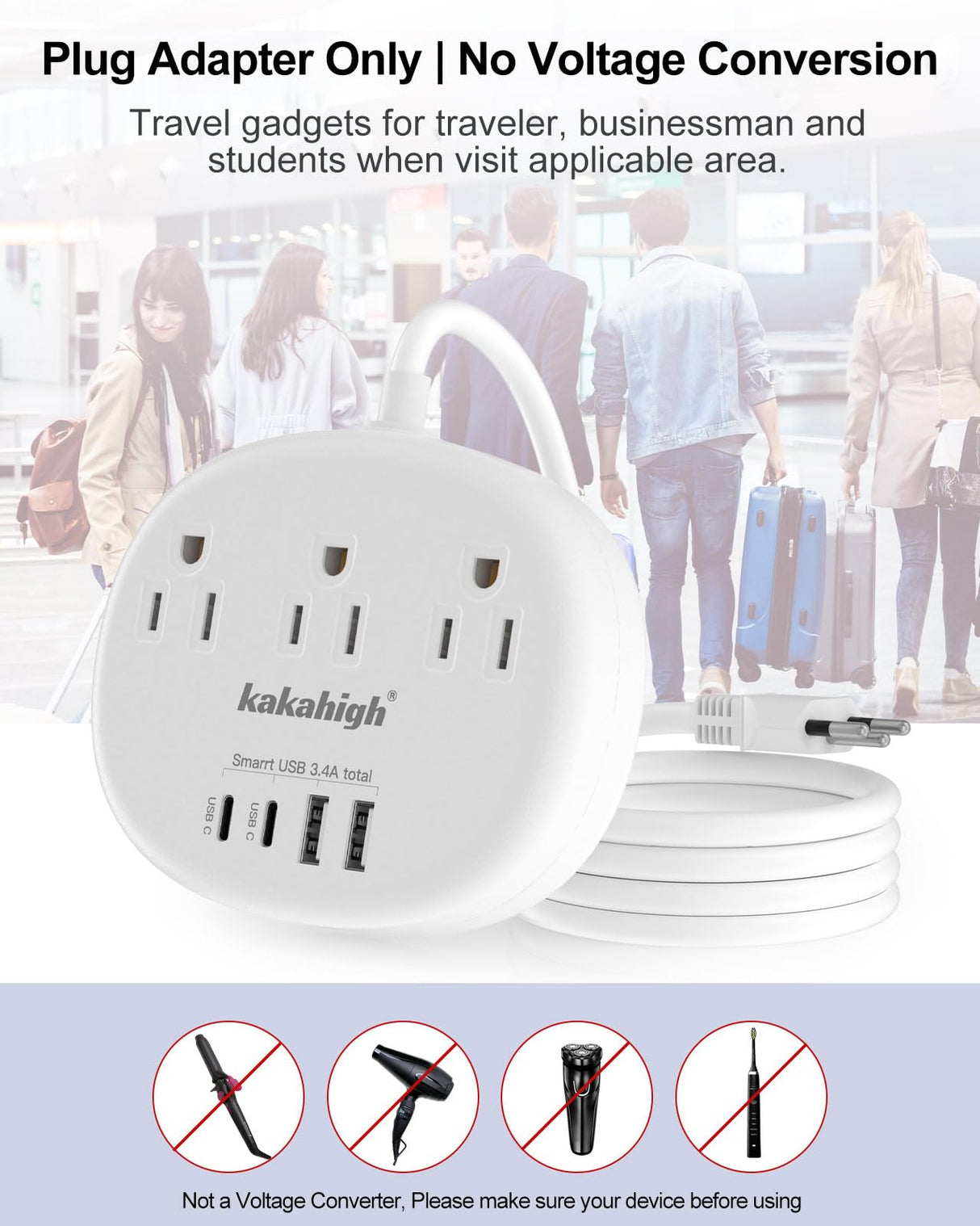 Switzerland Power Adapter, Switzerland Travel Plug Adapter with 3 American Outlets 4 USB Ports (2 USB-C) Total 24W, Type J Adapter for USA to Switzerland, Liechtenstein, Rwanda