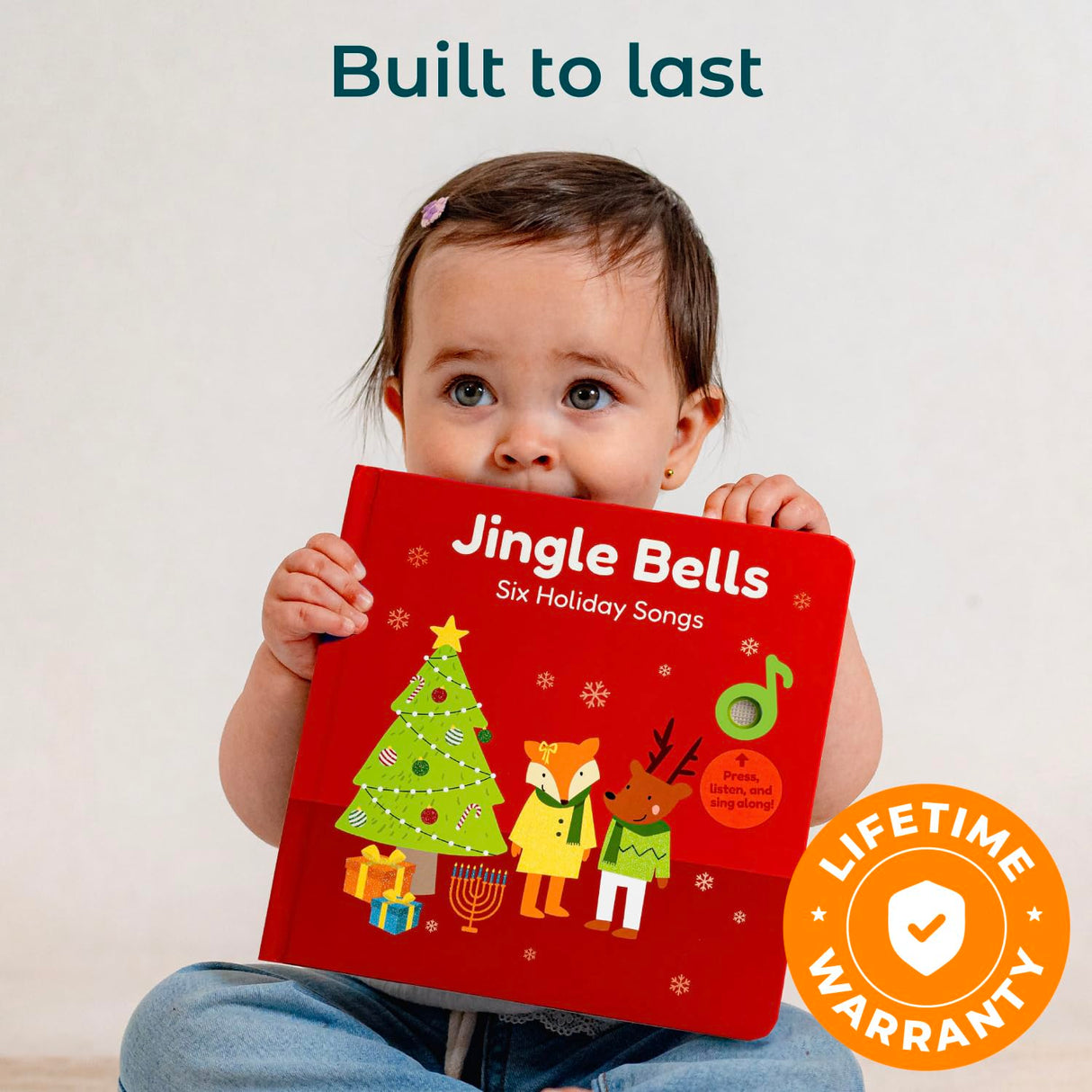 Cali's Books Jingle Bells USB-C Rechargeable Christmas Musical Book - Toddler Interactive Christmas Books for Kids and Babies - Sound Books for Toddlers 1-3 - Baby