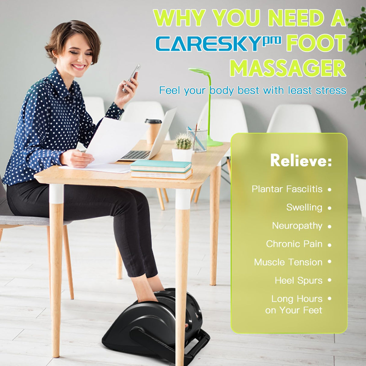 CARESKYpro FSA HSA Eligible Foot Massager for Neuropathy, Feet Massager with Heat, 3-Heating for Circulation and Pain Relief, Deep Kneading Rolling for Calf-Leg-Arm Relaxation, Plantar Fasciitis