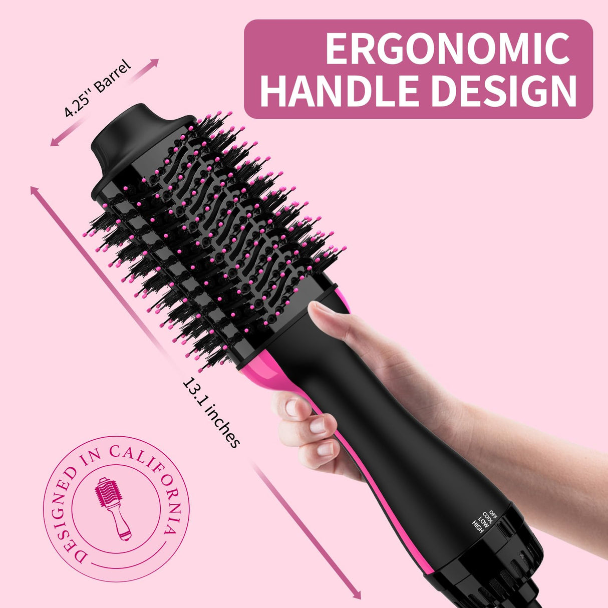 Hair Dryer Brush Negative Ion Anti-frizz Hot Air Volumizer, Hair Dryer Brush, Styler, 110V-120V/220V-240V Dual Voltage, European and Travel Use