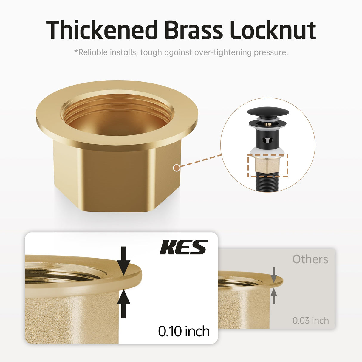 KES All Metal Bathroom Sink Drain with Strainer Basket Hair Catcher Anti Clog Pop Up Drain Stopper for Lavatory Vanity Vessel Sink with Overflow, Rustproof 18/8 Stainless Steel Matte Black S2013A-BK