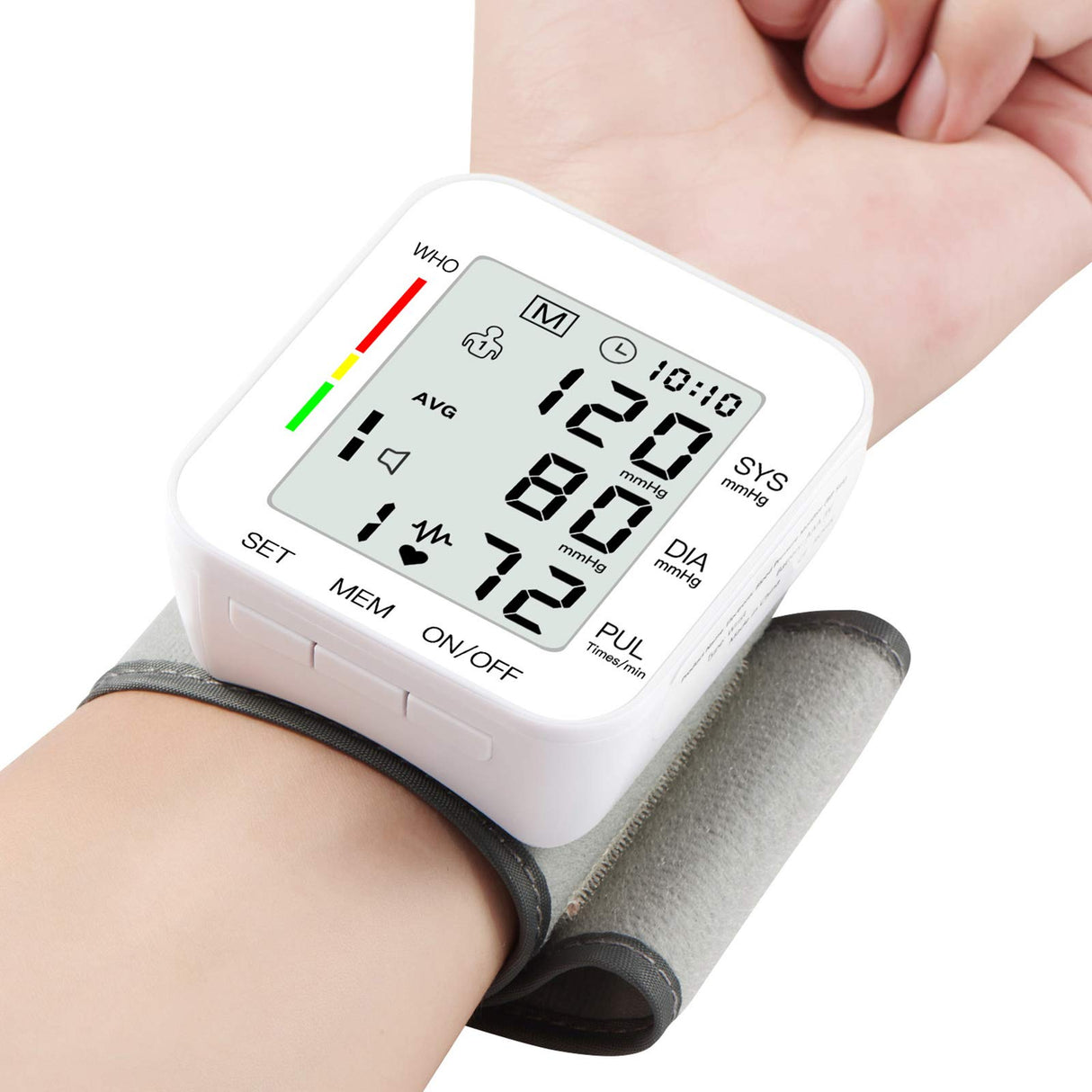 MMIZOO Wrist Blood Pressure Monitor Large LCD Display BP Machine Adjustable Cuff 5.31-7.68 inch Automatic 99x2 Sets Memory with Carrying Case for Home Use (W1681)