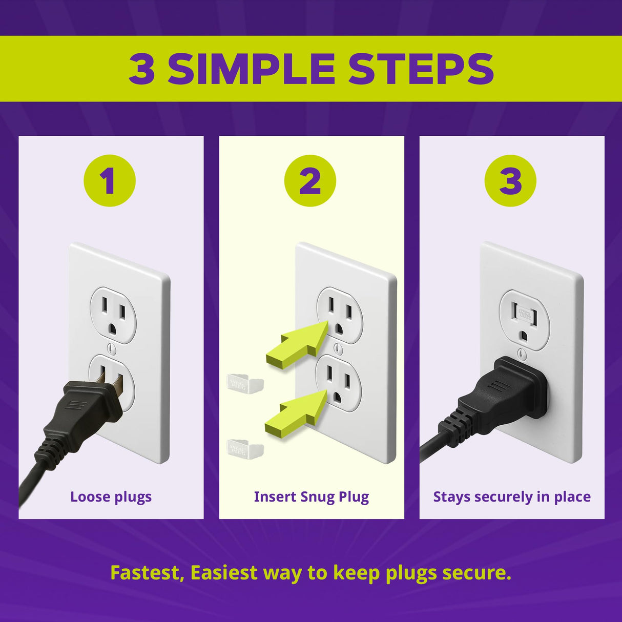 Snug Plug Loose Outlet Plug Fix & Outlet Insert | Prevent Plug from Being Unplugged & Save Money On Electricians – Clear Plastic Plugs for Outlets Keep Loose Plugs Secure – (25/Pack Clear)