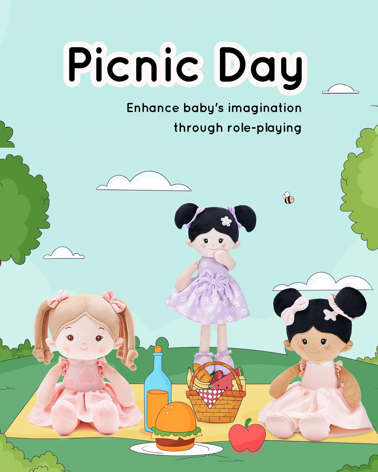 LeyaDoll Soft Baby Doll Toys (16''), My First Baby Rag Doll for 1 Year-Old Girl Birthday Gift, Christmas Plush Toys Gift for Toddler Kids Infants -Sweetheart Girl